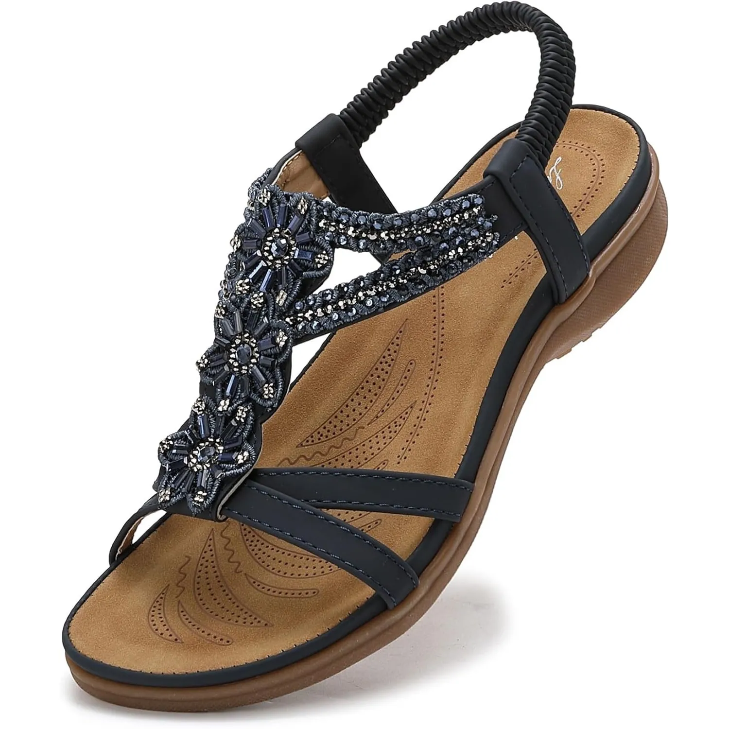 Littleplum Damen Sandalen Sommer Flach Sandalette Bohemia Strand Sandalen