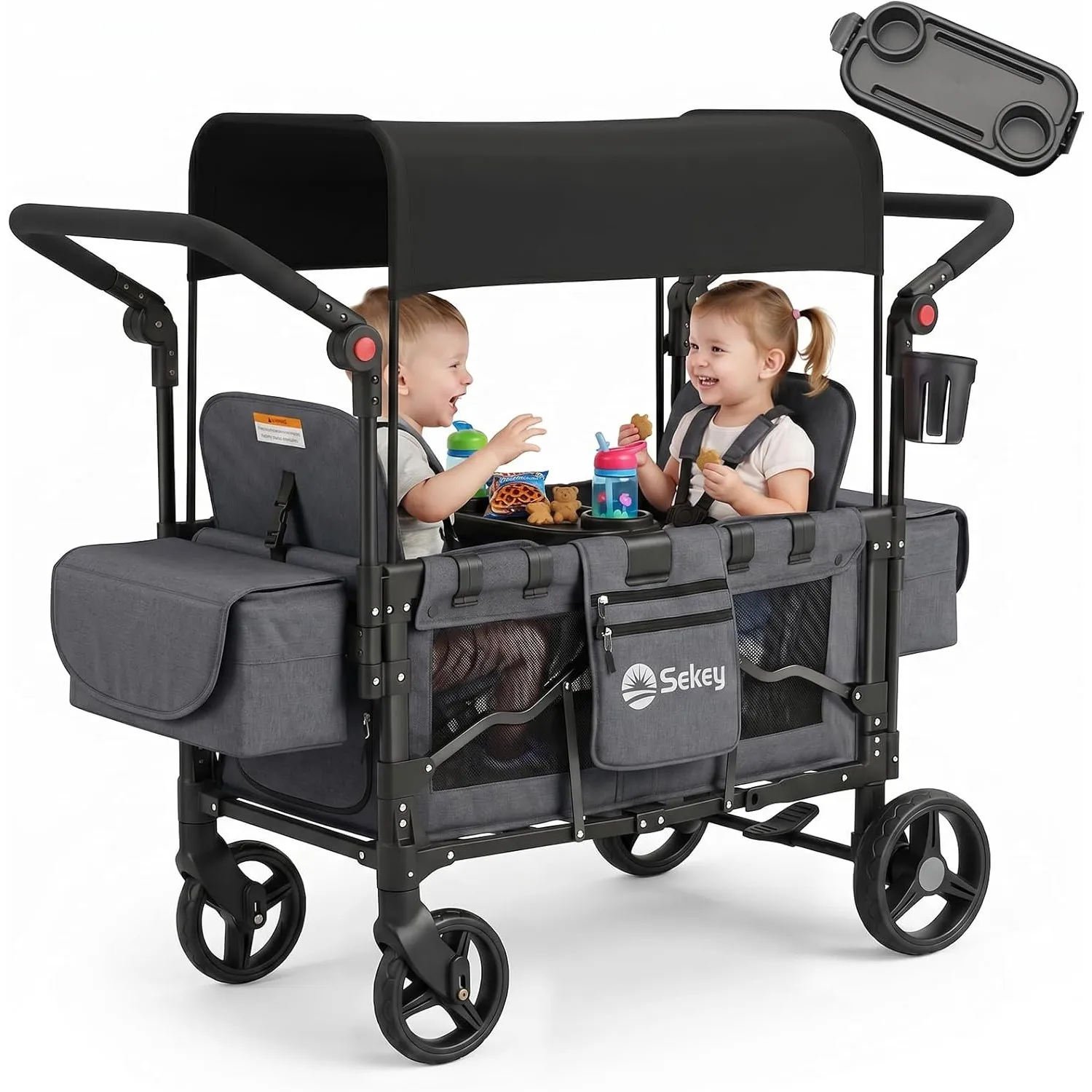 Sekey Bollerwagen Kinder Zwillingsmodus Luxer 6060, Kinderwagen Doppelsitz
