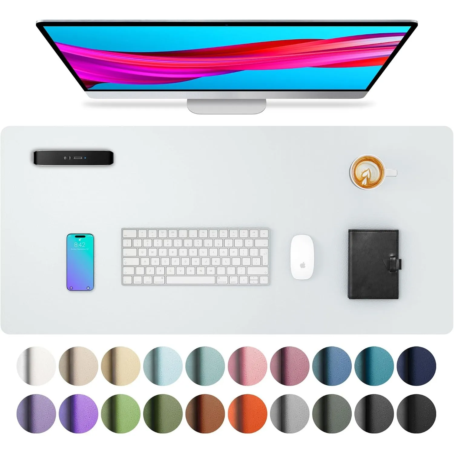 Aothia Schreibtischunterlage,Mauspad mit Leder und Rutchfeste Wildleder,Multifunktionales Office Mousepad Laptop Schrei…