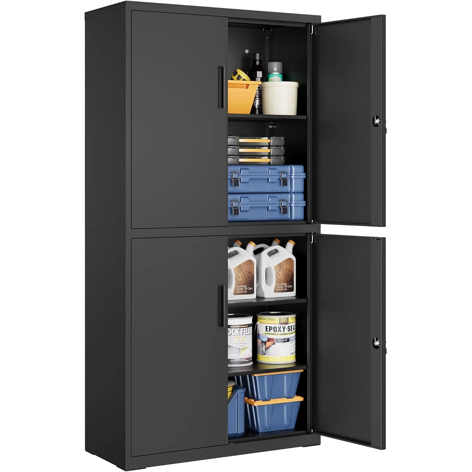 SONGMICS Aktenschrank, mit 4 Türen und 5 Ebenen, 80,1 x 40,2 x 180 cm | Mehrzweckschrank, Aufbewahrungsschrank aus Stah…