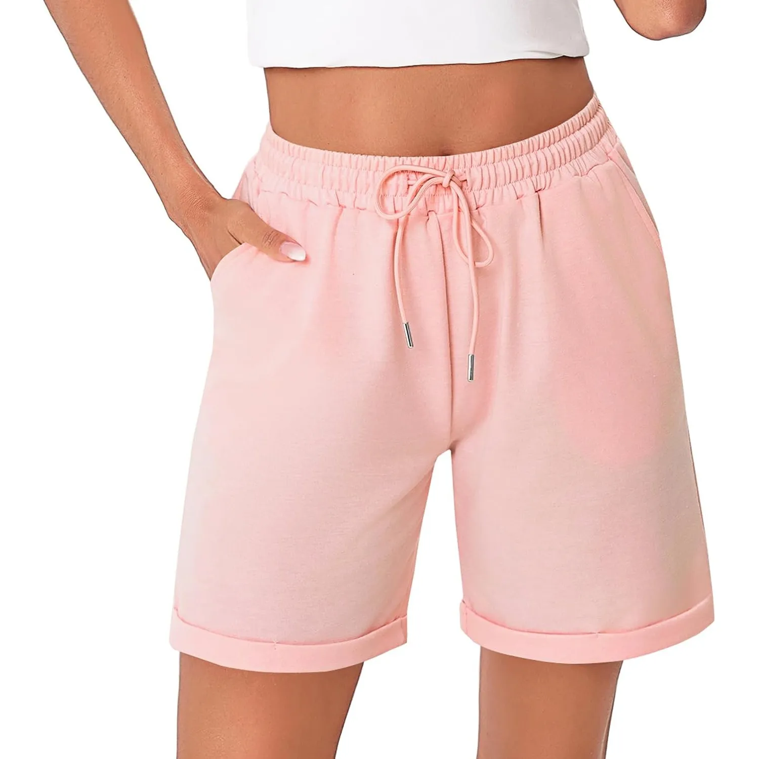 Litherday Shorts Damen Kurze Hose Damen Sporthose Kurz Baumwolle Sport Shorts Sommer Jogginghose Traininghose mit Tasch…