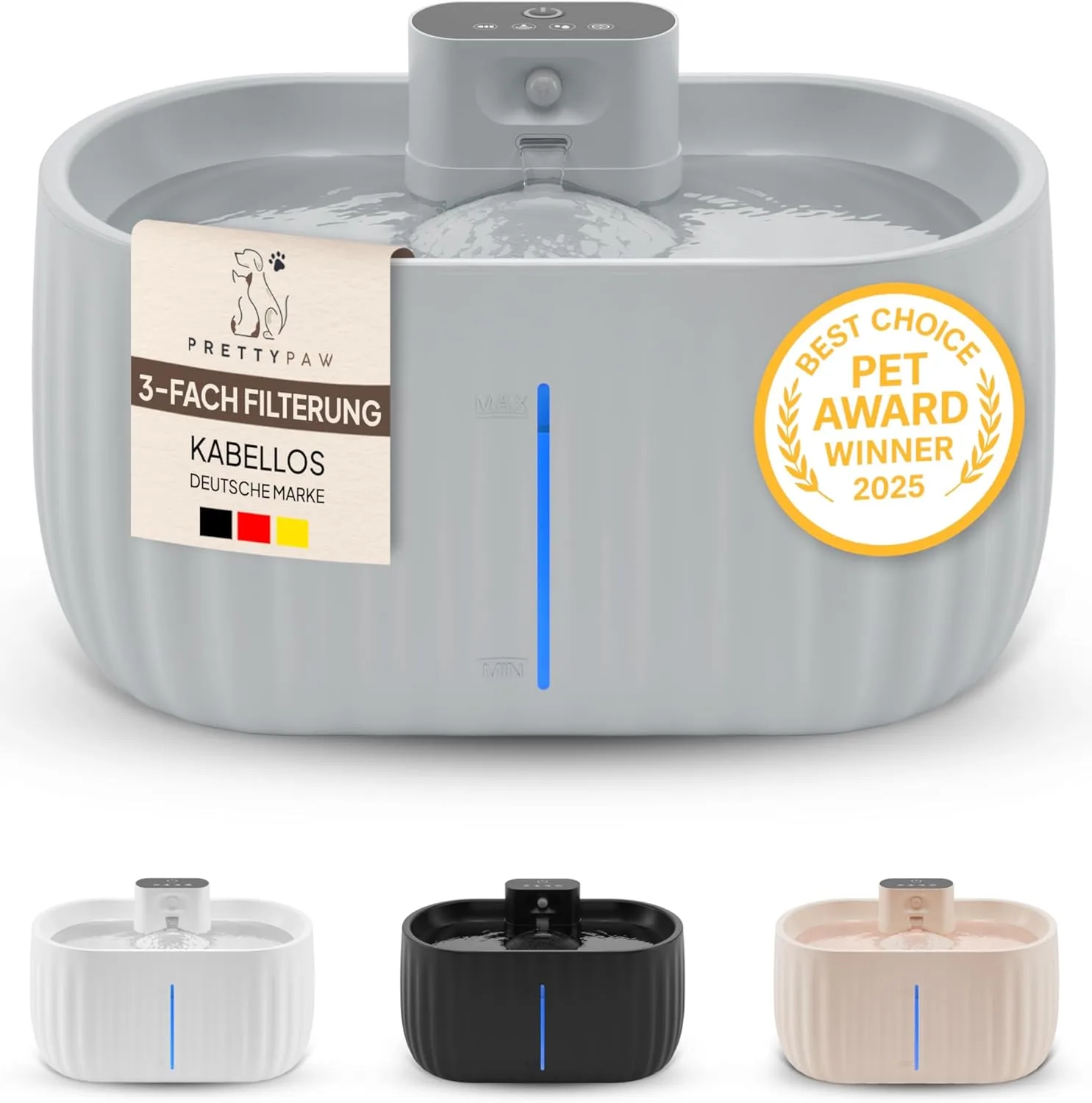 Pretty Paw Wireless Cat Fountain with Motion Sensor - Drinking Fountain for Cats with 45 Days Battery - Water Fountain …