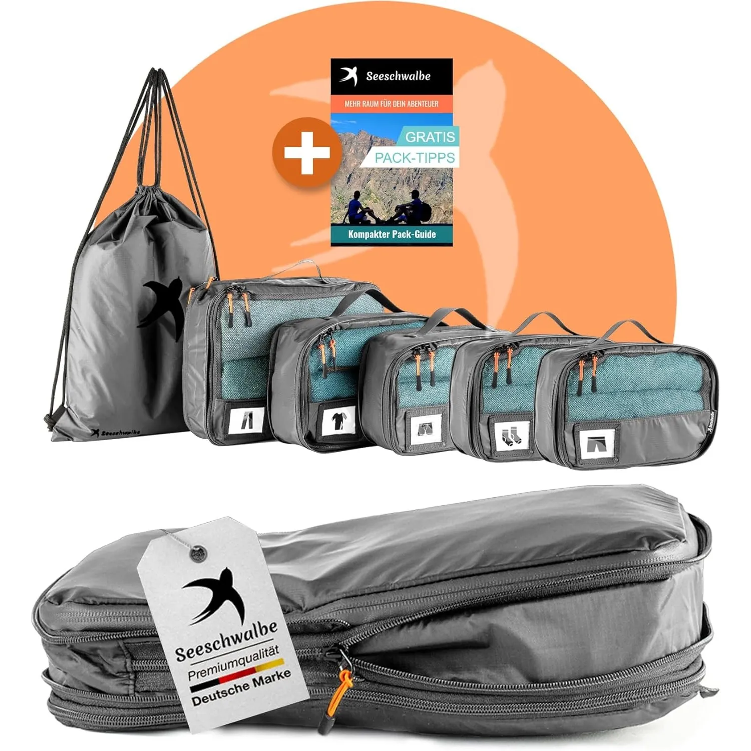 Packwürfel Set mit Kompression | Packing Cubes | Packtaschen & Gepäck Organizer für Rucksack & Reise Koffer | Extra lei…
