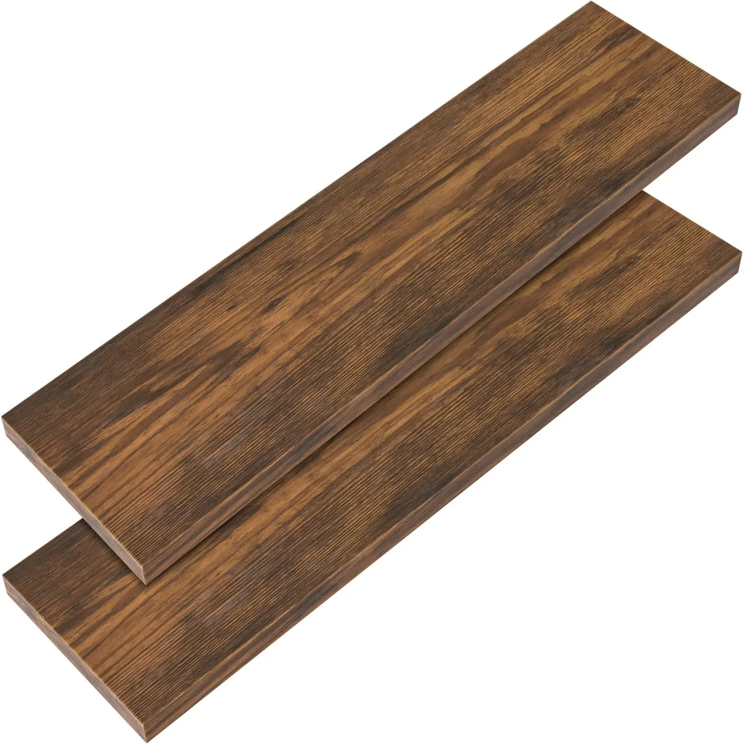 Casaria® 2X Wandregal Holz Dunkle Eiche Regal mit Halterung 15kg Tragkraft Hängeregal Küche Wohnzimmer Flur Wand Schweb…