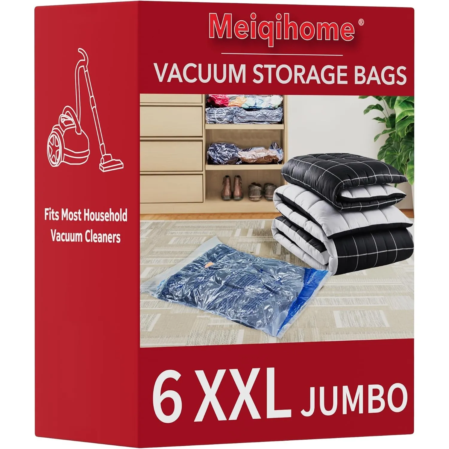 Vakuum-Aufbewahrungsbeutel, 6 XXL, platzsparende Versiegelungsbeutel, luftdichte Kompressionsbeutel für Kleidung, Kisse…