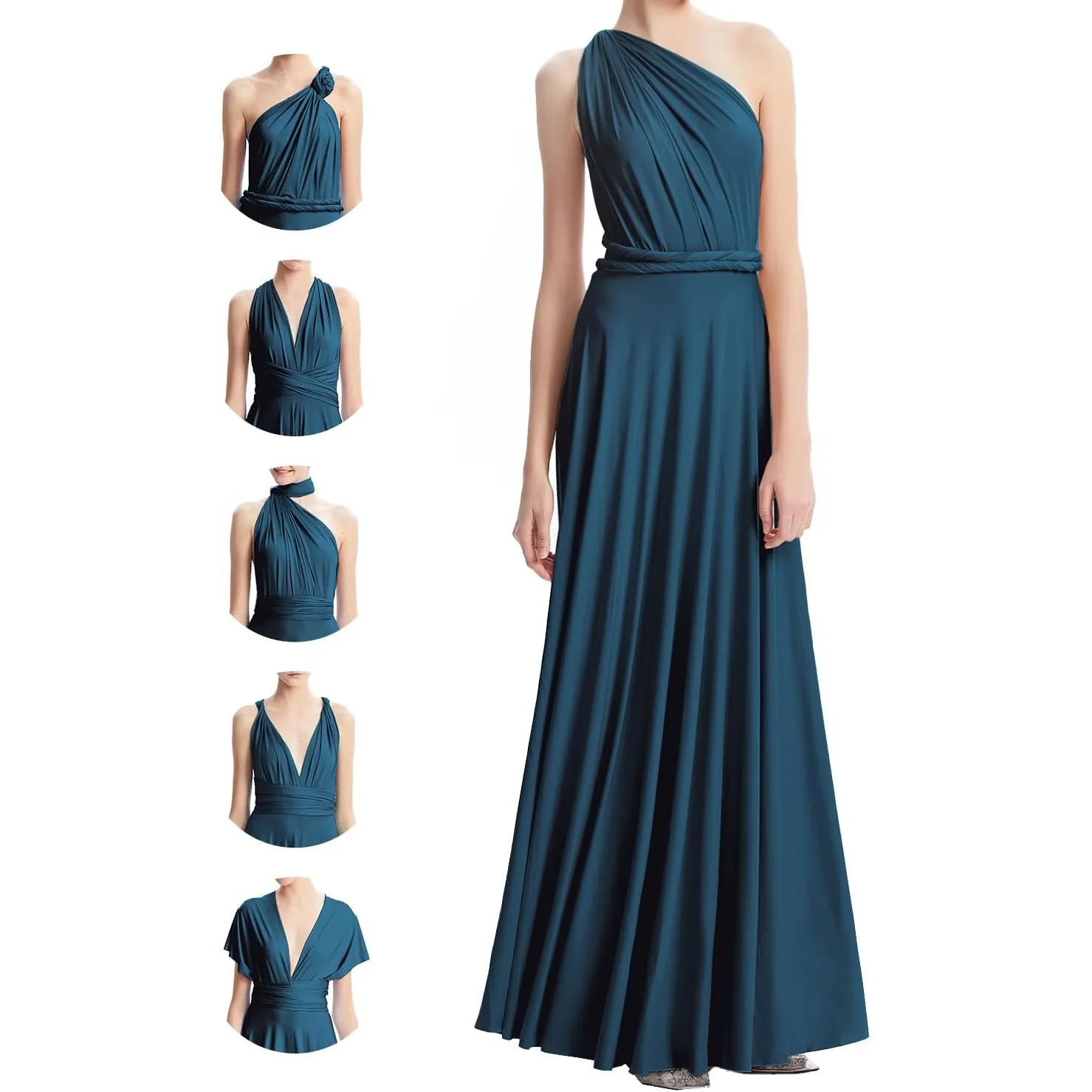Infinity Kleid mit Bandeau Brautjungfernkleider, Lang Einheitsgröße Wickelkleid Damen, Multiway Kleid Hochzeitsgäste Tr…