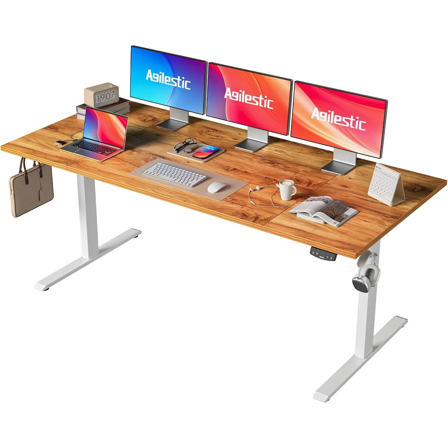 Agilestic Höhenverstellbarer Schreibtisch 180 x 80 cm | Schreibtisch elektrisch mit 2 Speicherplätzen, Stehschreibtisch…