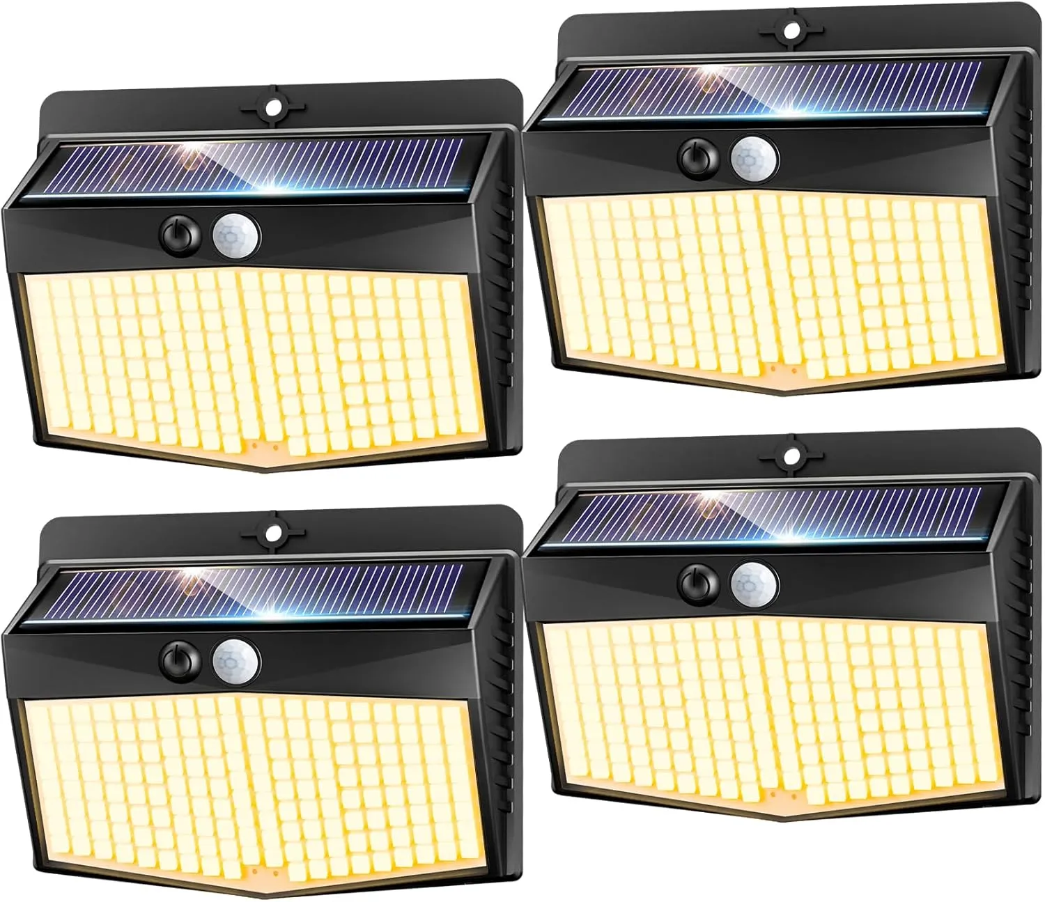 nipify Solarlampen für Außen mit Bewegungsmelder, 3 Modi Solarleuchten Lampe Outdoor, 4 Stück 168 LED Warmweiß Superhel…