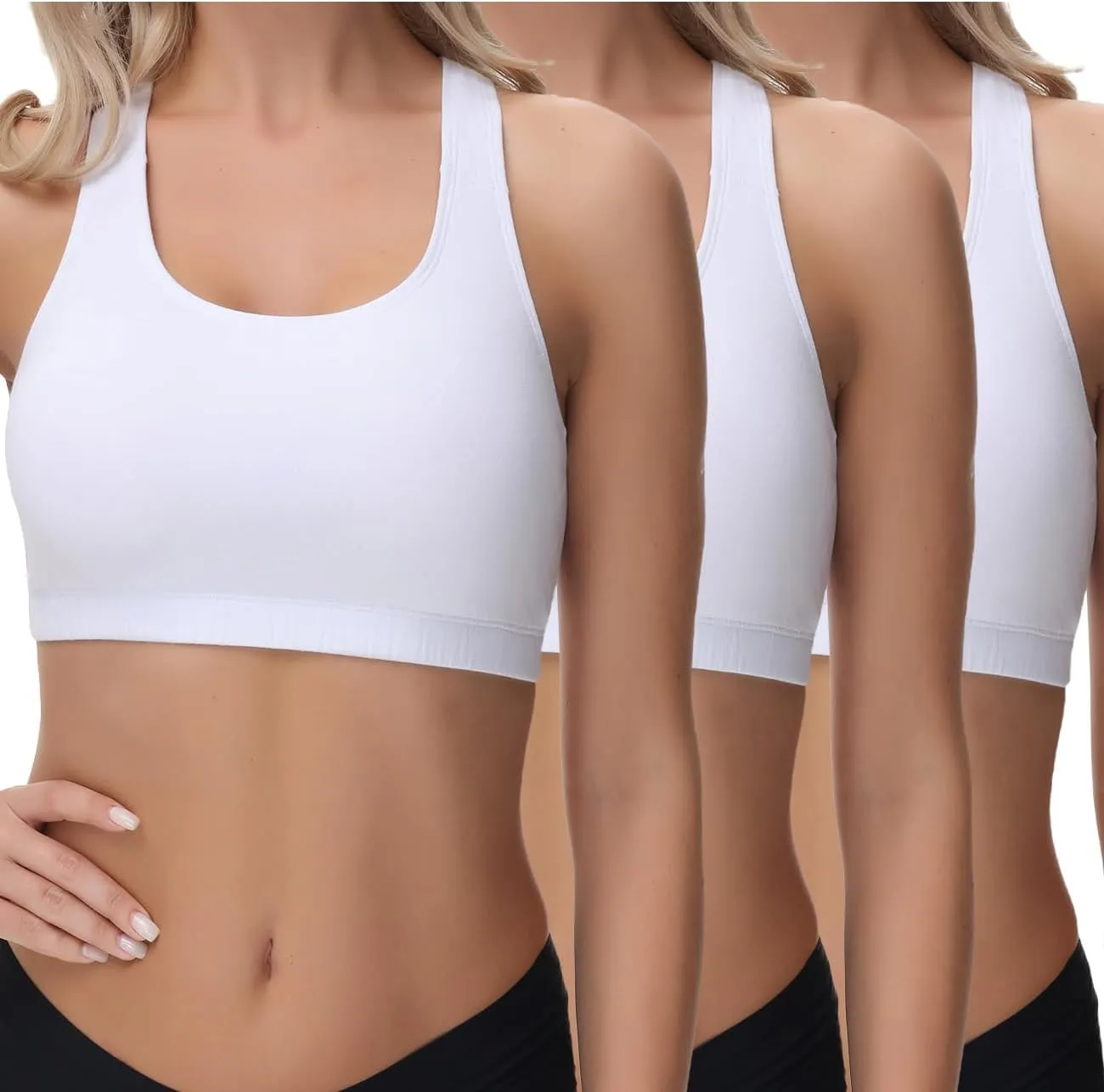 wirarpa Bustier Women's Cotton Without Underwire T-Back Bra Without Padded Top Light Support Pack of 3