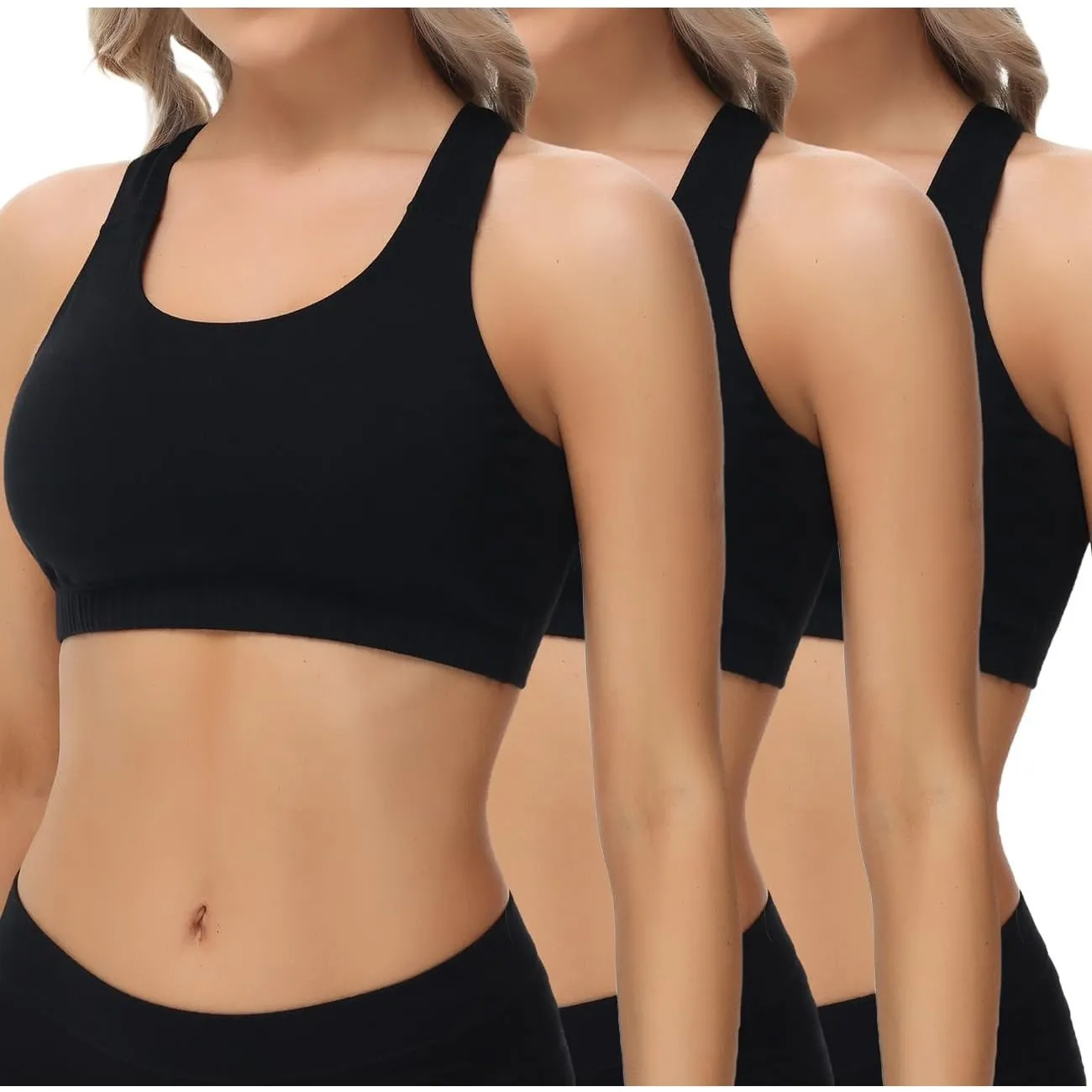wirarpa Bustier Damen Baumwolle Ohne Bügel T-Rücken Bra Ohne Gepolstert Top Leichte Stützung 3er Pack