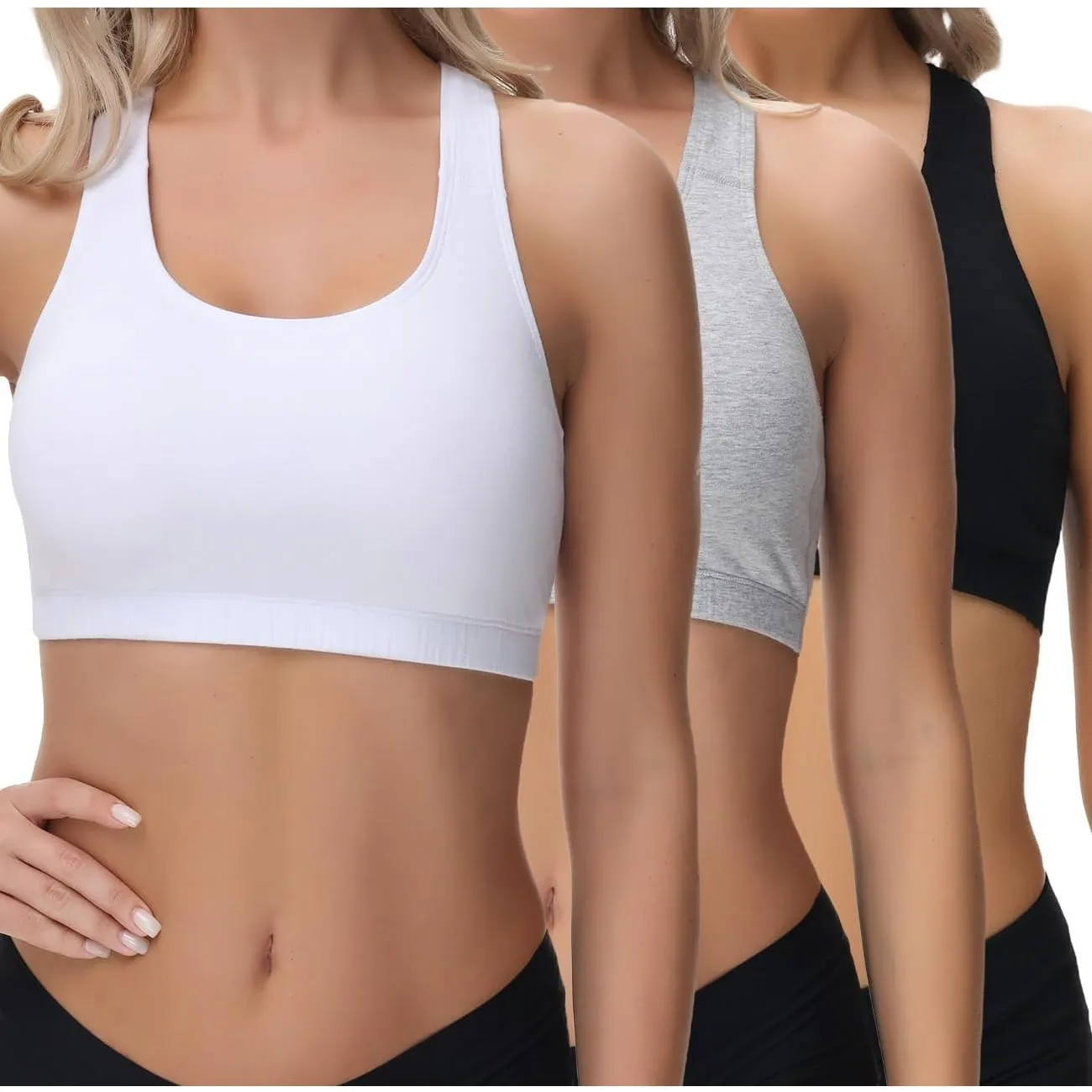 wirarpa Bustier Damen Baumwolle BH Ohne Bügel Bra 3er Pack | T-Rücken, Ohne Gepolstert, Bralette Baumwolle, Schlaf Bh, …