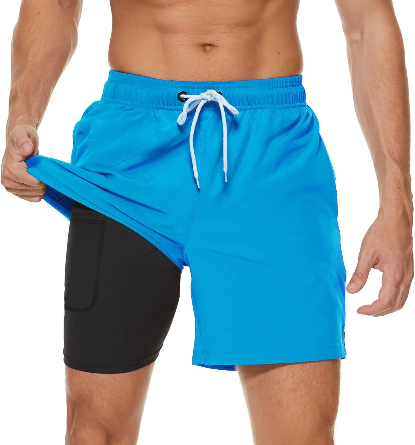 Arcweg Badehose für Herren mit Kompression Liner 2 in 1 Atmungsaktiv Badeshorts Männer Elastisch Trainingsshorts Verste…