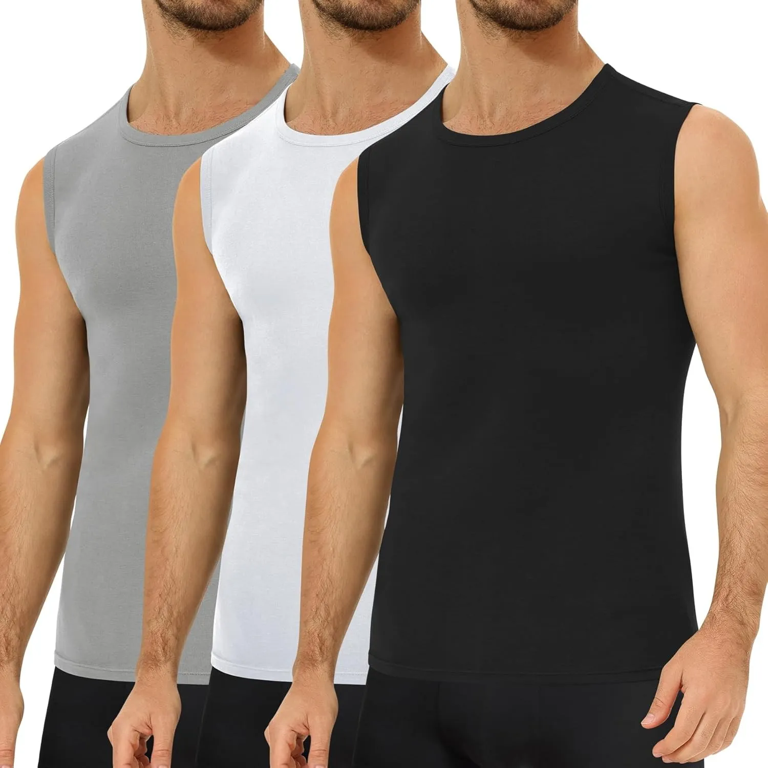 Falechay 3er Pack Unterhemd Herren 100%Baumwolle Ärmelloses Tank Top Männer | Muskelshirts,Unterhemden,Tank Top Herren,…