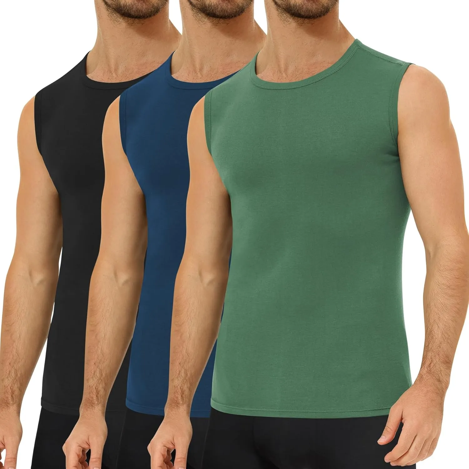 Falechay Pack of 3 Men's 100% Combed Cotton Tank Top Men's Sleeveless Vests