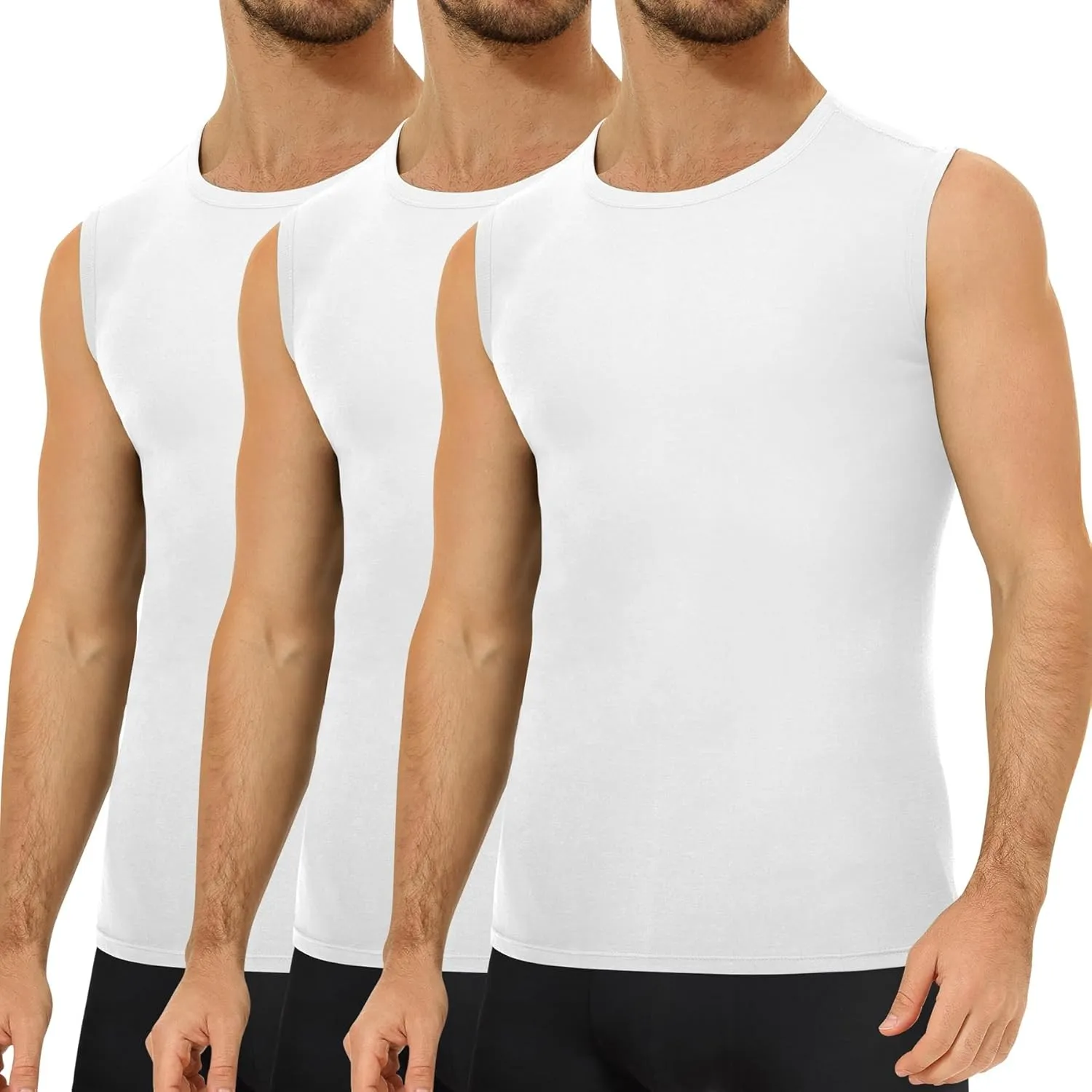 Falechay 3er Pack Unterhemd Herren 100%Baumwolle Ärmelloses Tank Top Männer