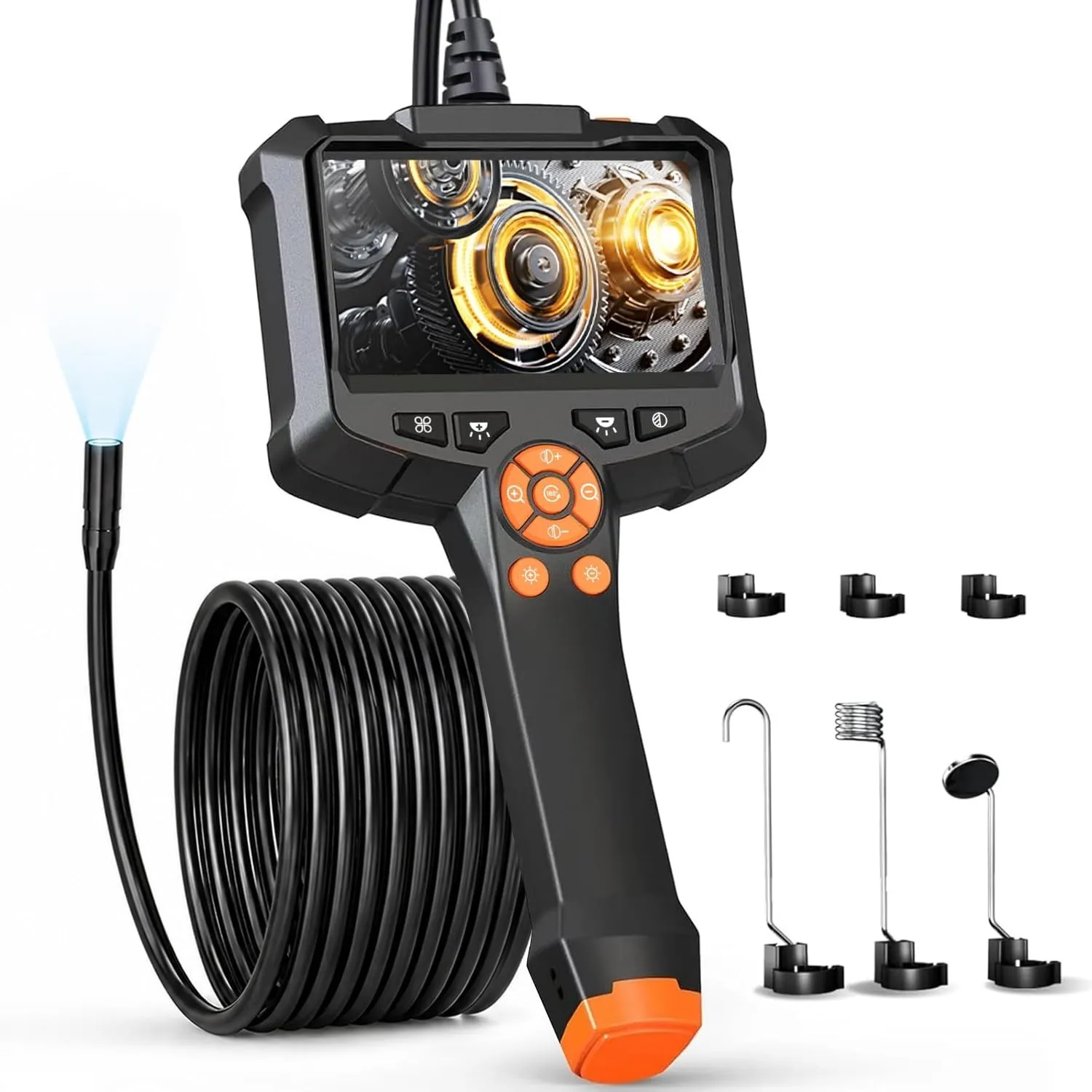 Endoskopkamera mit Licht, Qimic Endoskop-Kamera Handy 8mm IP67 Inspektionskamera, 4.3" HD Rohrkamera mit 8 LEDs, wasser…