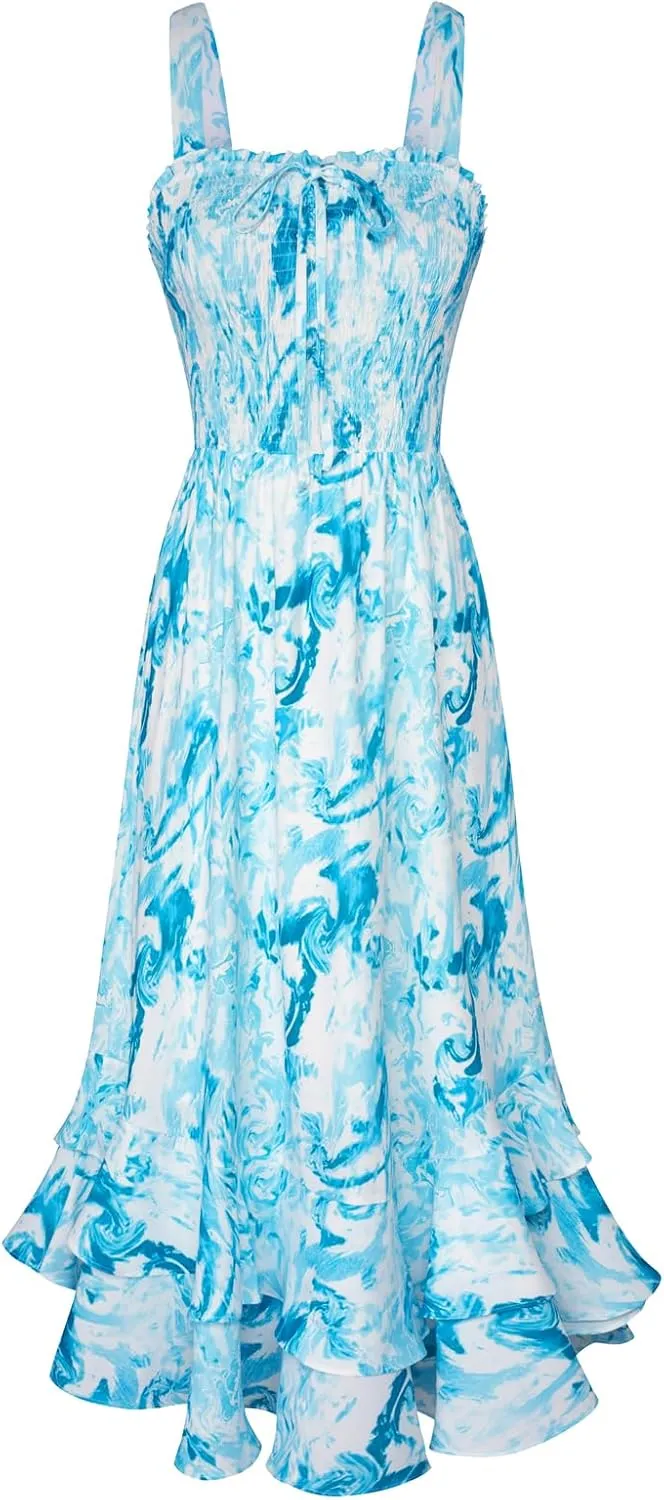 GRACE KARIN Women's Long Floral Dress, Sleeveless, Spaghetti Straps, Cocktail Dress, Casual Dress, Bohemian Maxi Dress,…