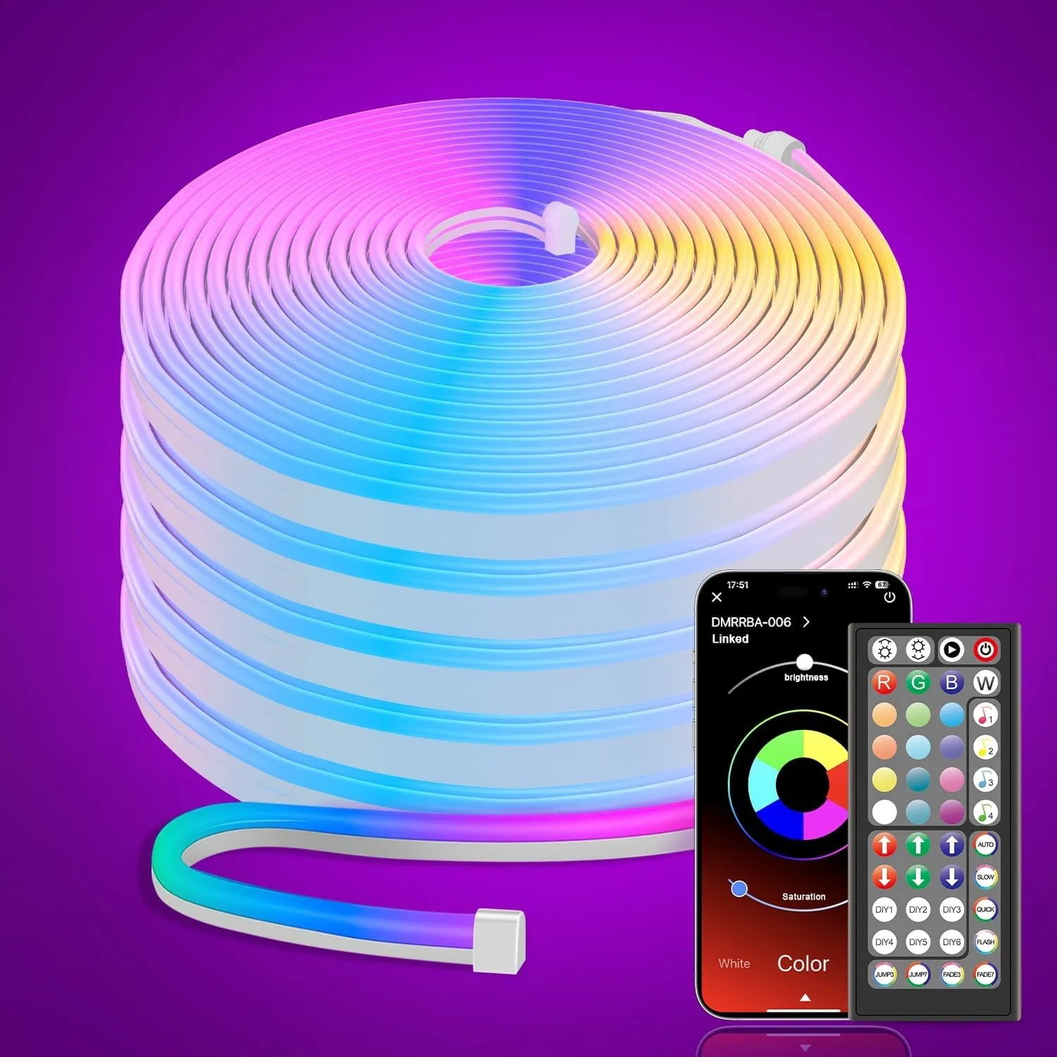 Macchiatto LED-Streifen, Neonfarben, 10 m, DIY LED-Streifen mit App/Fernbedienung, Musiksynchronisation, Neon-Licht, fü…