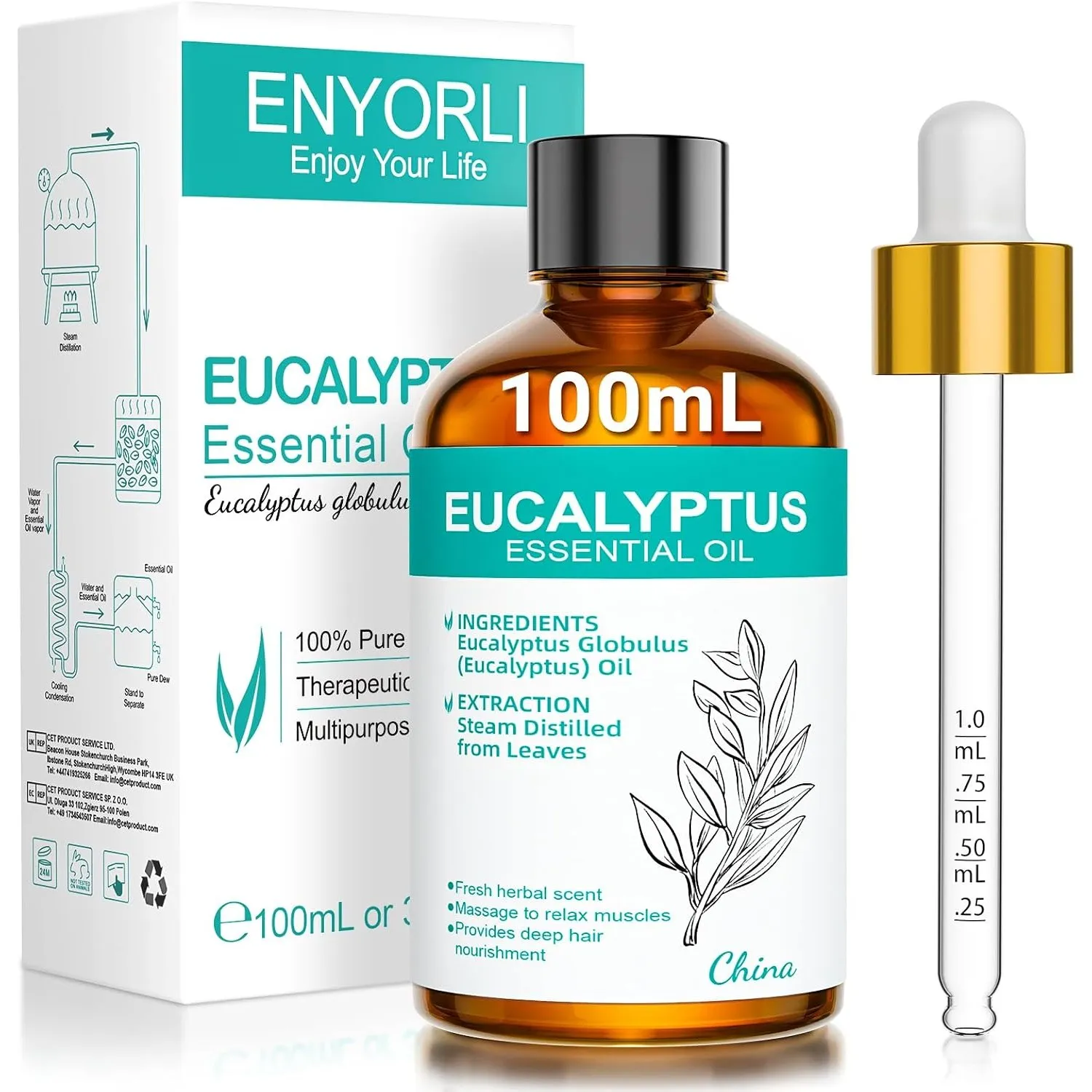 Ätherisches Eukalyptusöl 100ml 100% naturrein mit Skalenpipette