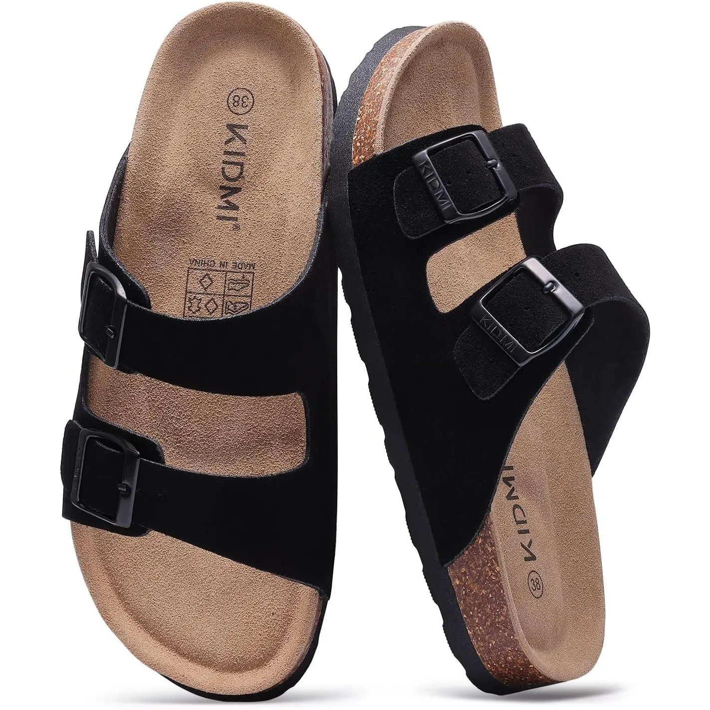 KIDMI Damen Sandalen Vegan Kork Fußbett Fußgewölbe Verstellbar Sommer | verstellbare Metallschnallen,leicht,umweltfreun…