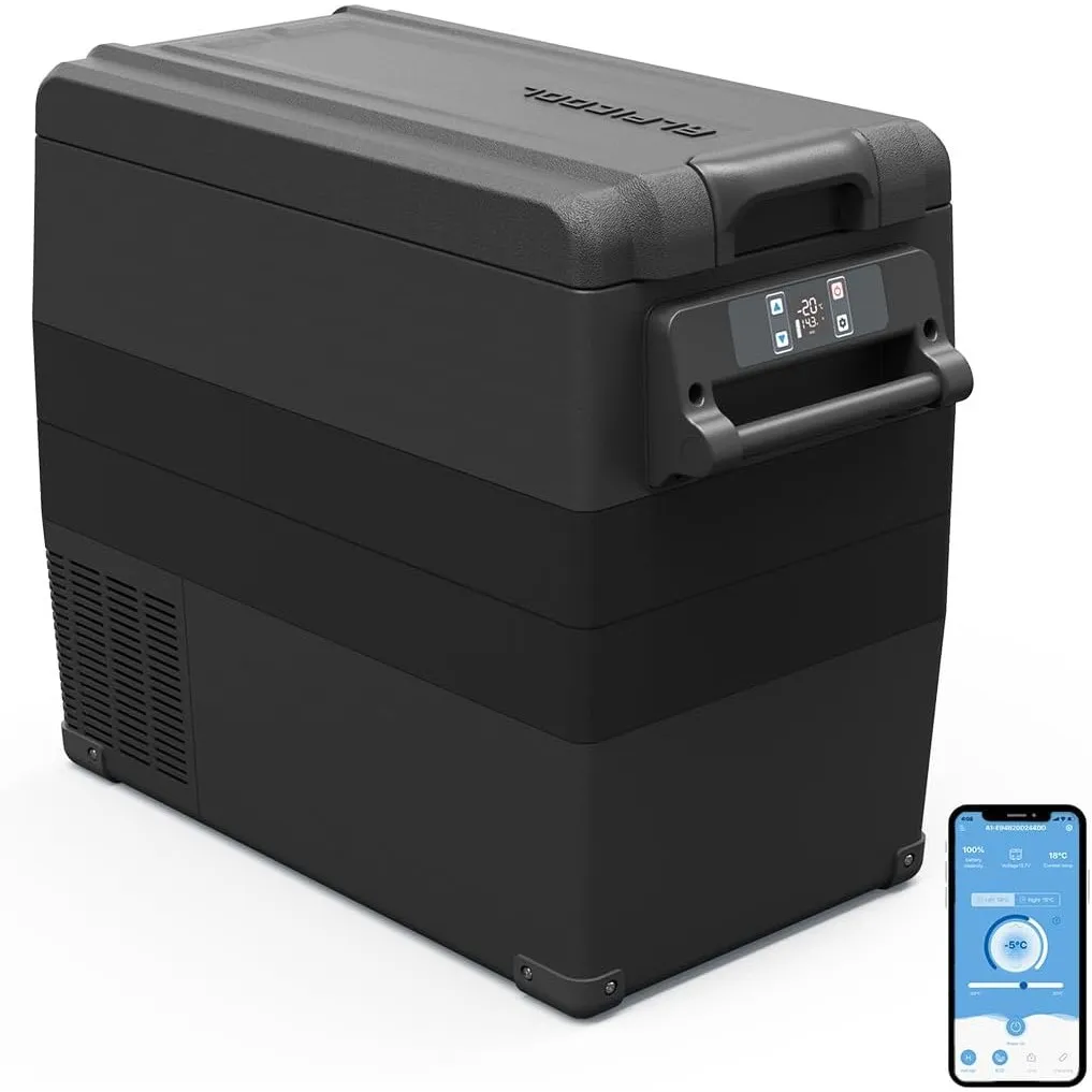 Alpicool Kompressor Kühlbox Auto 50L, 12/24V DC 100-240V AC Tragbare Kompressor-Kühler, geräuscharm, mit APP-Steuerung,…