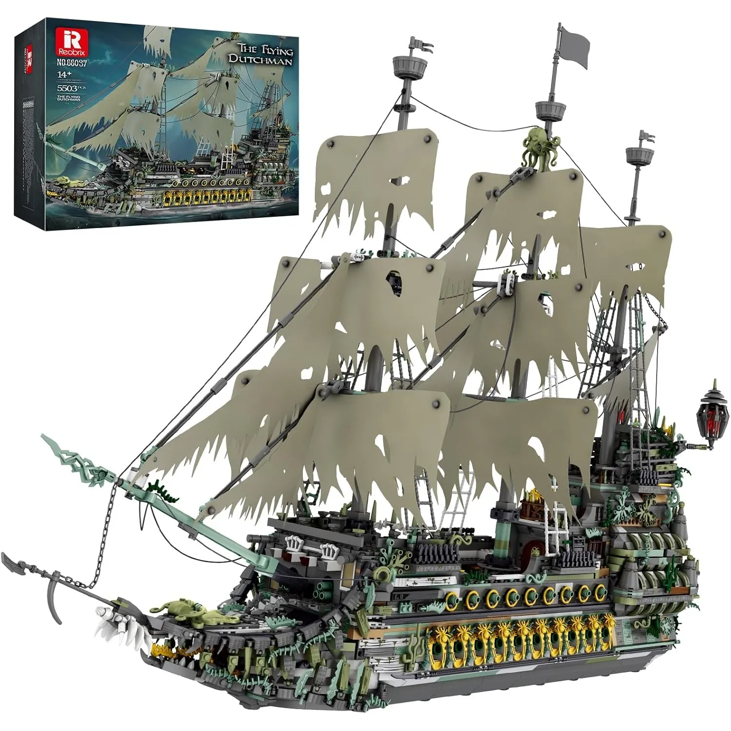 Reobrix Flying Dutchman Klemmbausteine für Erwachsene, Piratenschiff Modell