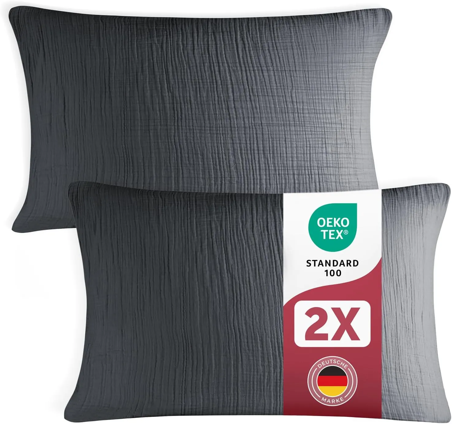 Blumtal Muslin Cushion Cover 40 x 80 cm Set of 2 – Oeko-Tex Certified Muslin Pillow 40 x 80 cm Cover 100% Cotton – Extr…