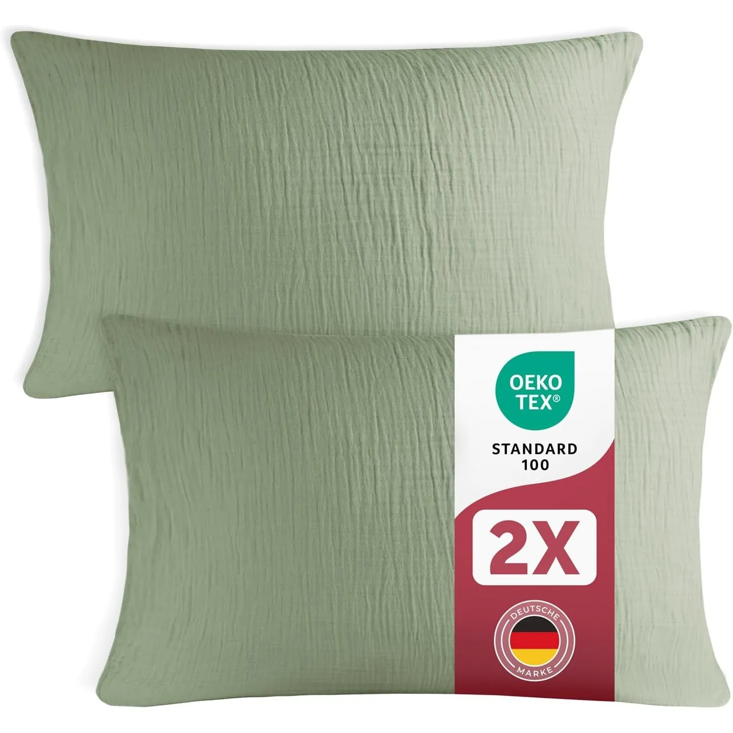 Blumtal Musselin Kissenbezug 40x80 cm 2er Set - Oeko-TEX zert. Musselin Kopfkissen 40x80 Bezug 100% Baumwolle - weiches…
