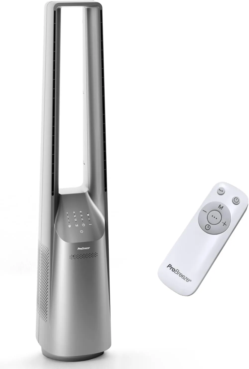 Pro Breeze 101 cm rotorless fan, oscillating fan with remote control, LED display, 6 speeds, tower fan, very quiet, 5 o…