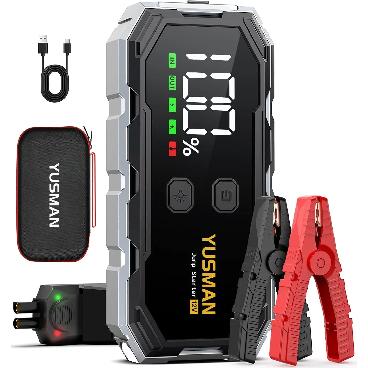 YUSMAN Starthilfe Powerbank für PKW | 9000A Autobatterie Booster für alle Fahrzeuge & 10.0L Diesel mit LED-Taschenlampe…