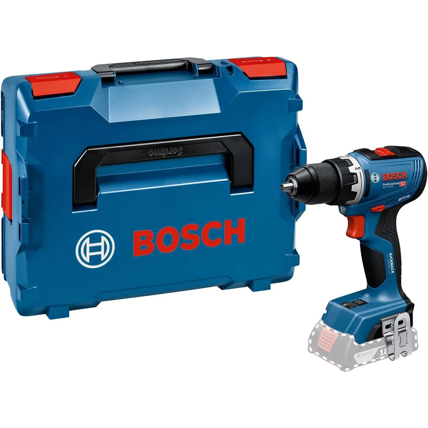 Bosch Professional 18V System Akku-Bohrschrauber GSR 18V-65 (bürstenloser Motor, Kopflänge 166, inkl. L-BOXX)