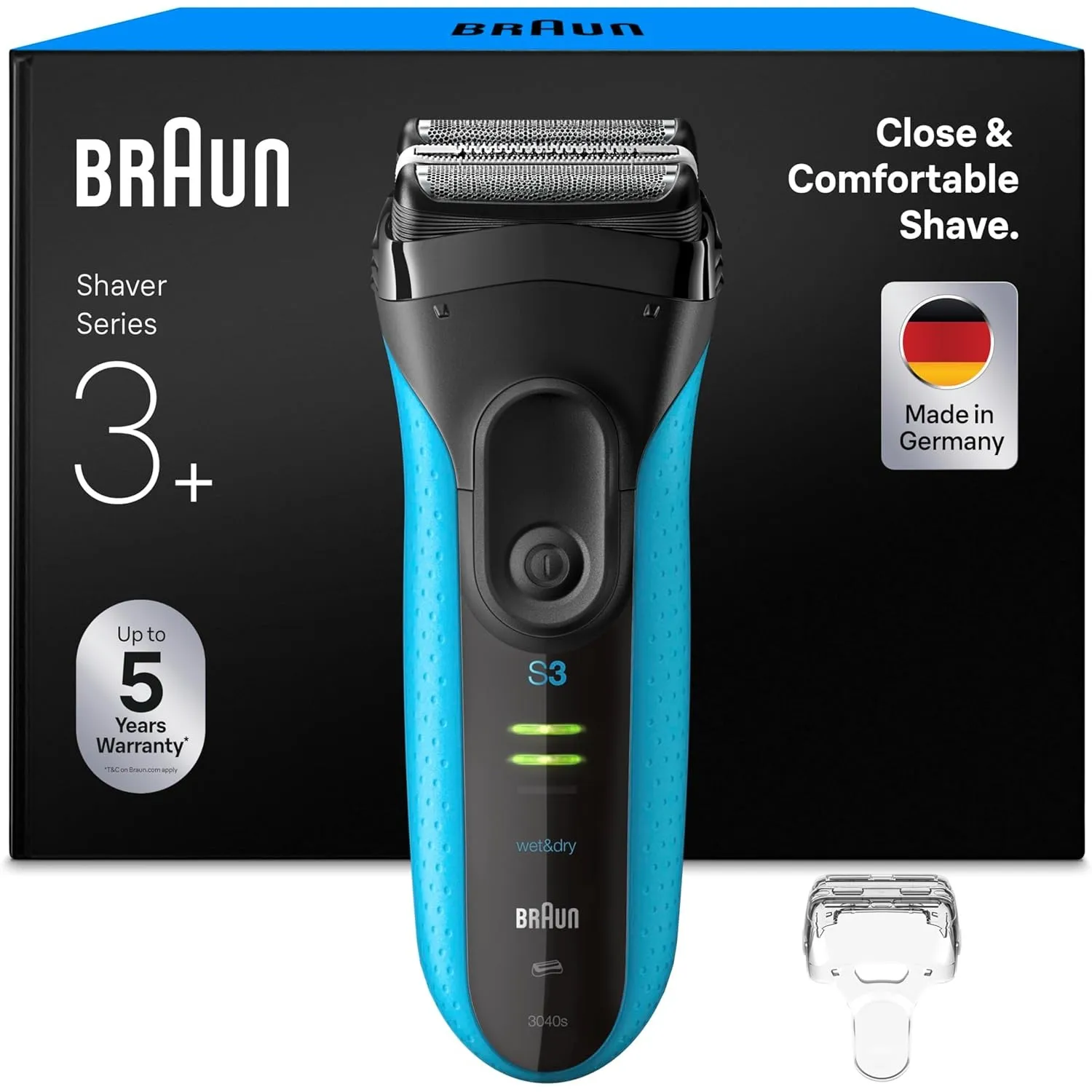Braun Rasierer Herren Elektrisch Series 3+, Rasierapparat, 3040si, Blau