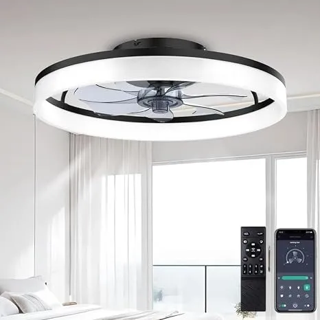 50cm Deckenventilator Mit Beleuchtung 48W 220V Dimmbare Deckenleuchte Mit Fernbedienung Und APP 6 Geschwindigkeiten Lam…