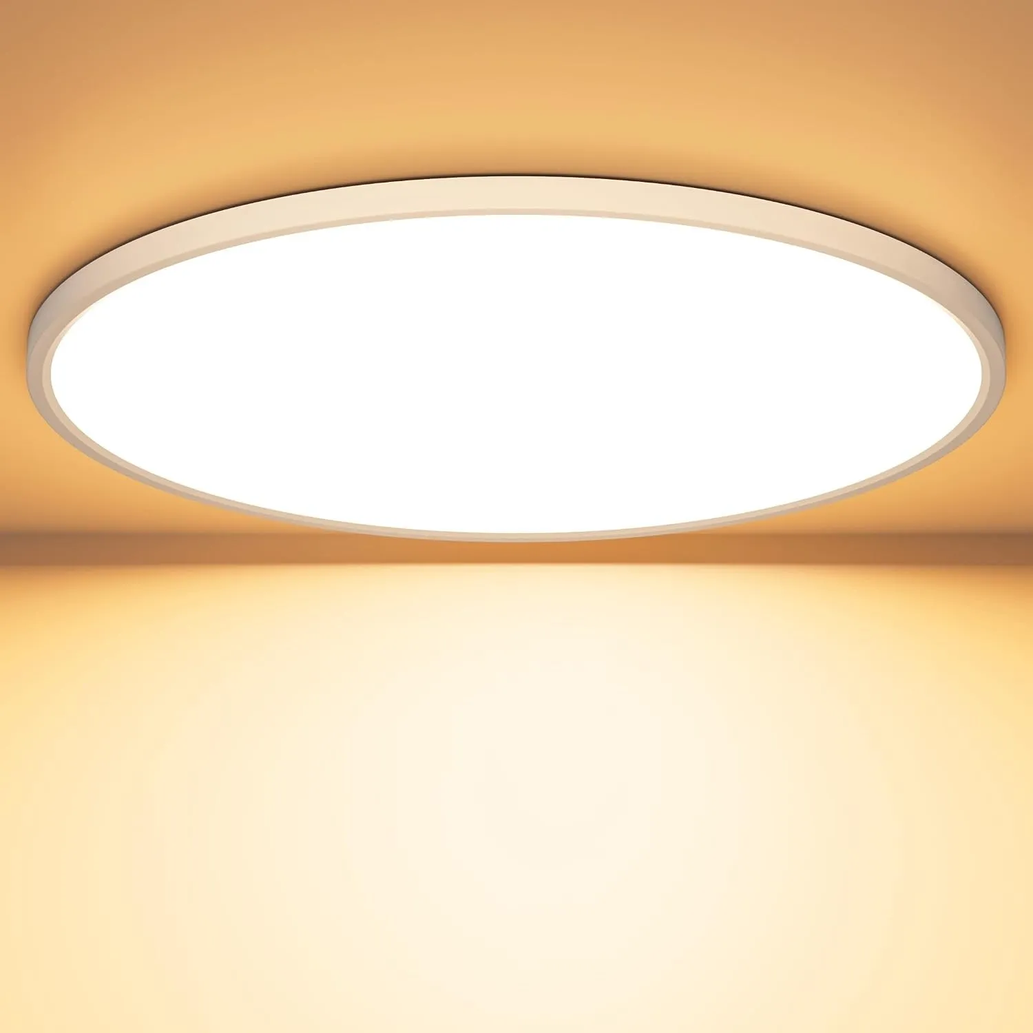 OUILA LED Deckenleuchte Flach Rund - Ø50CM Deckenlampe LED 48W 3000K 4800LM IP44 Wasserdichte Badezimmer Lampe, Küchenl…