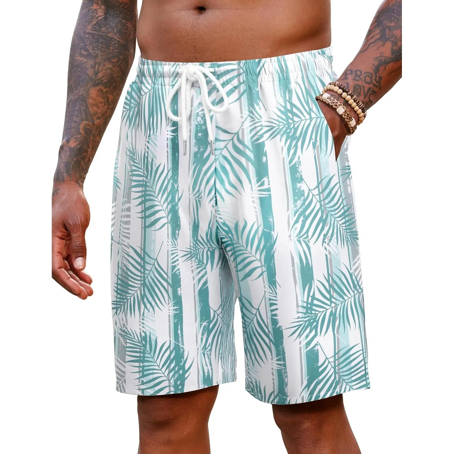 COOFANDY Kurze Hosen Herren Strandshorts Hawaii Shorts Herrenshorts Regular Fit Sommer Freizeitshorts mit Gummizug und …