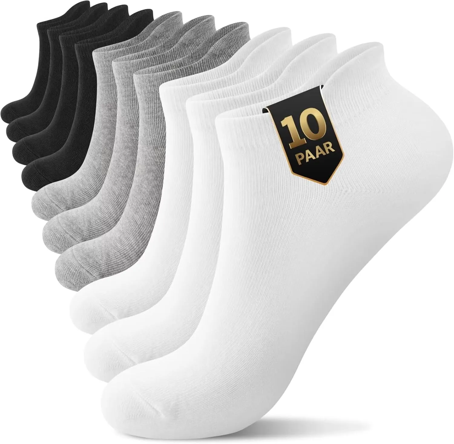 YouShow Trainer Socks Men Women 10 Pairs Organic Cotton Short Socks Ankle Socks Half Socks Unisex Socks Solid Black Whi…