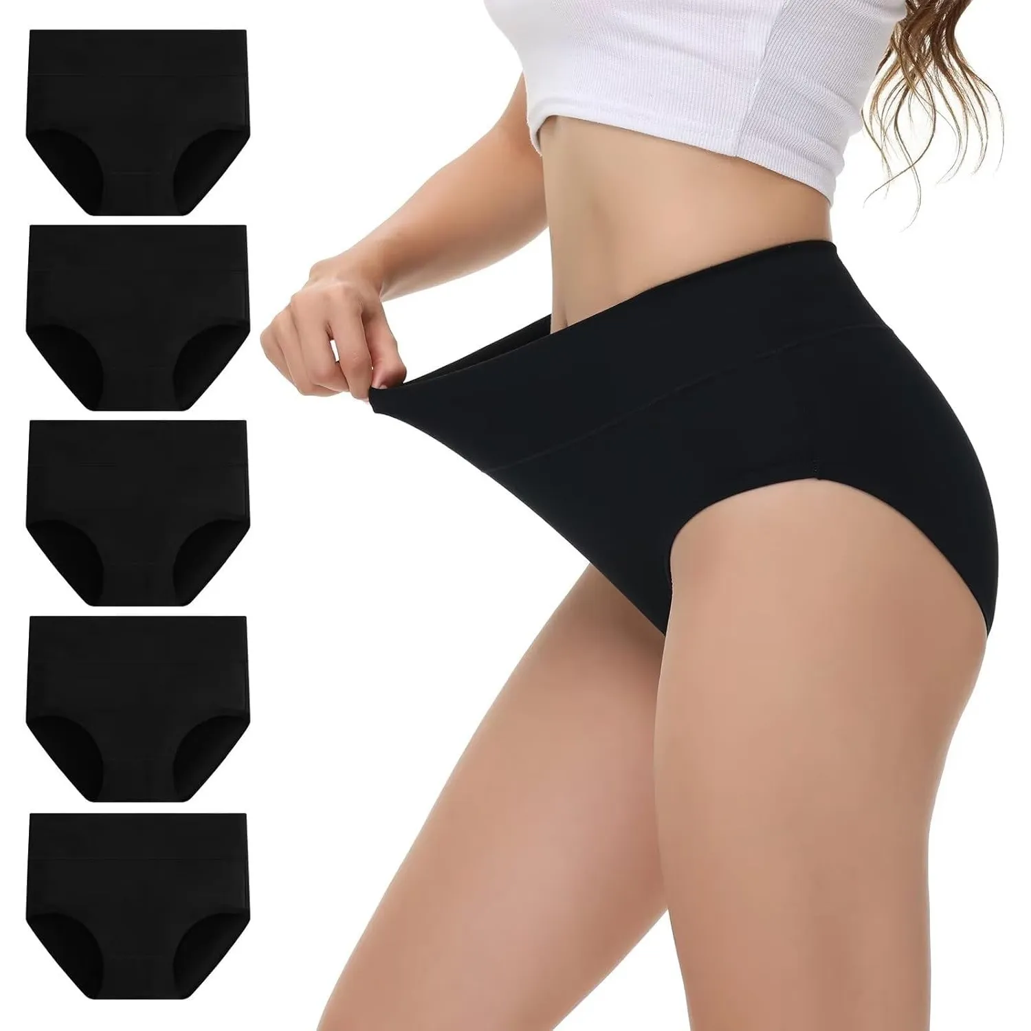 NUOZA Unterhosen Damen Unterwäsche Frauen Baumwolle 5er Pack Bauchweg Slips Hohe Taille Atmungsaktiv Taillenslip Pantys