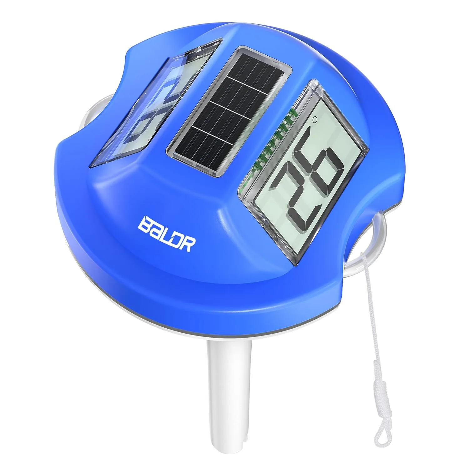 BALDR Solar Floating Pool with Two Large Displays, IPX7 Waterproof Digital Temperature Meter for Built-in, Above Ground…