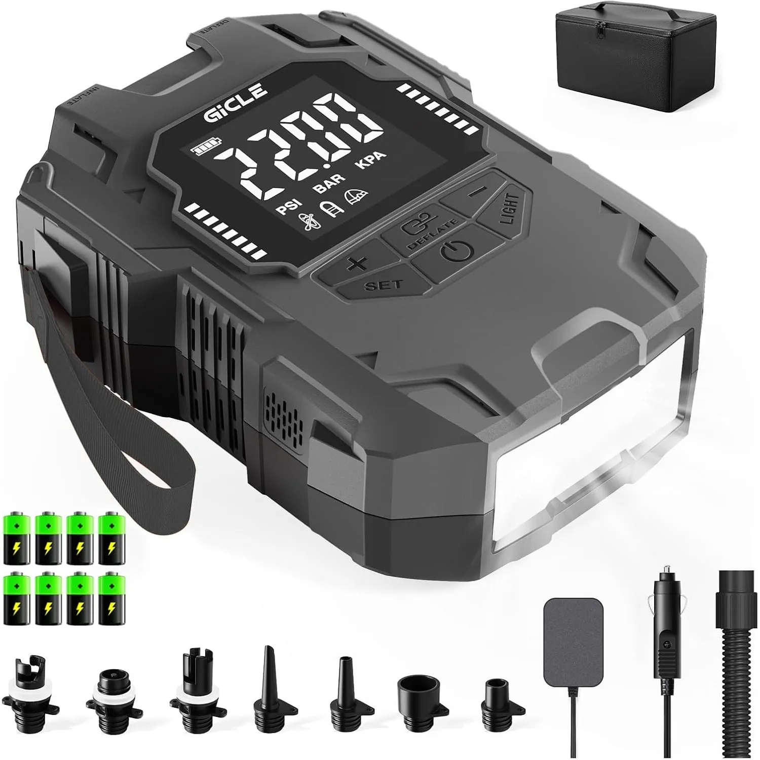GICLE Sup Pumpe Elektrisch 22PSI Elektische Sup Pumpe Akku 36W Typ-C-Anschluss Inflator & Deflator 12V DC für Paddle-Bo…