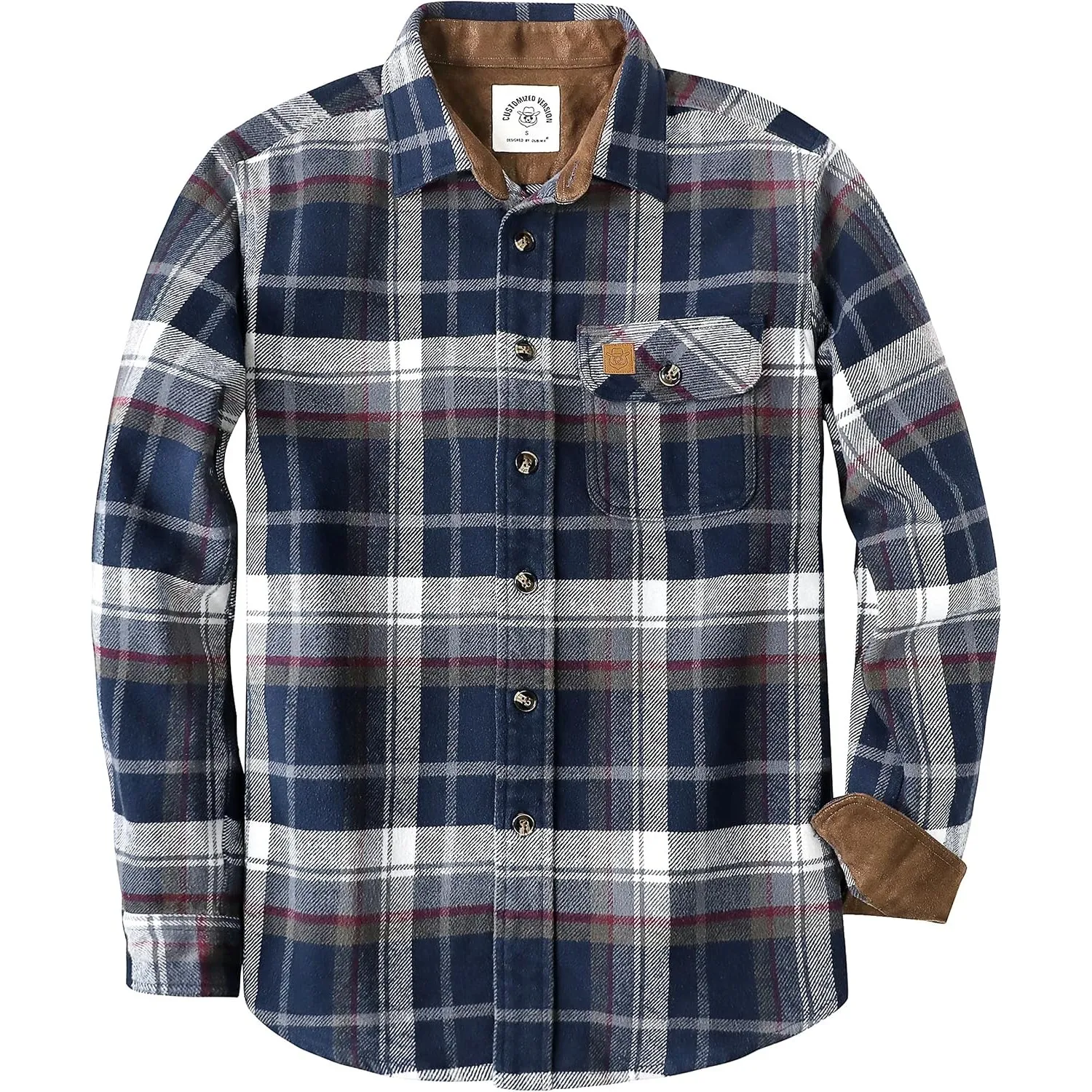 Dubinik® 13 oz Super Schweres Flanellhemd Herren Langarm Kariert Warmes