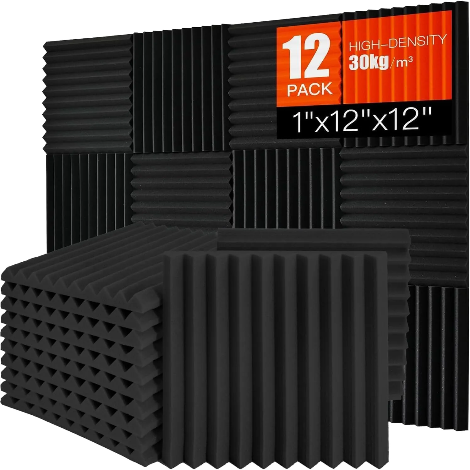 Pack of 12 Acoustic Foam, Acoustic Foam Panels, Wall Sound Insulation Acoustic Panels, Sound Insulation Mat, High Densi…