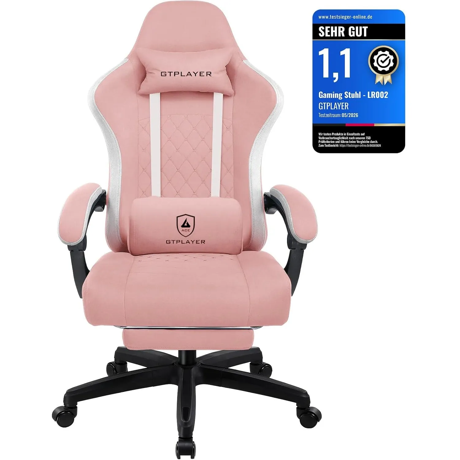 GTPLAYER Gaming Stuhl Ergonomischer Gaming Sessel Schreibtischstuhl mit Stoffoberfläche, Federsitzkissen, Verbindungsar…