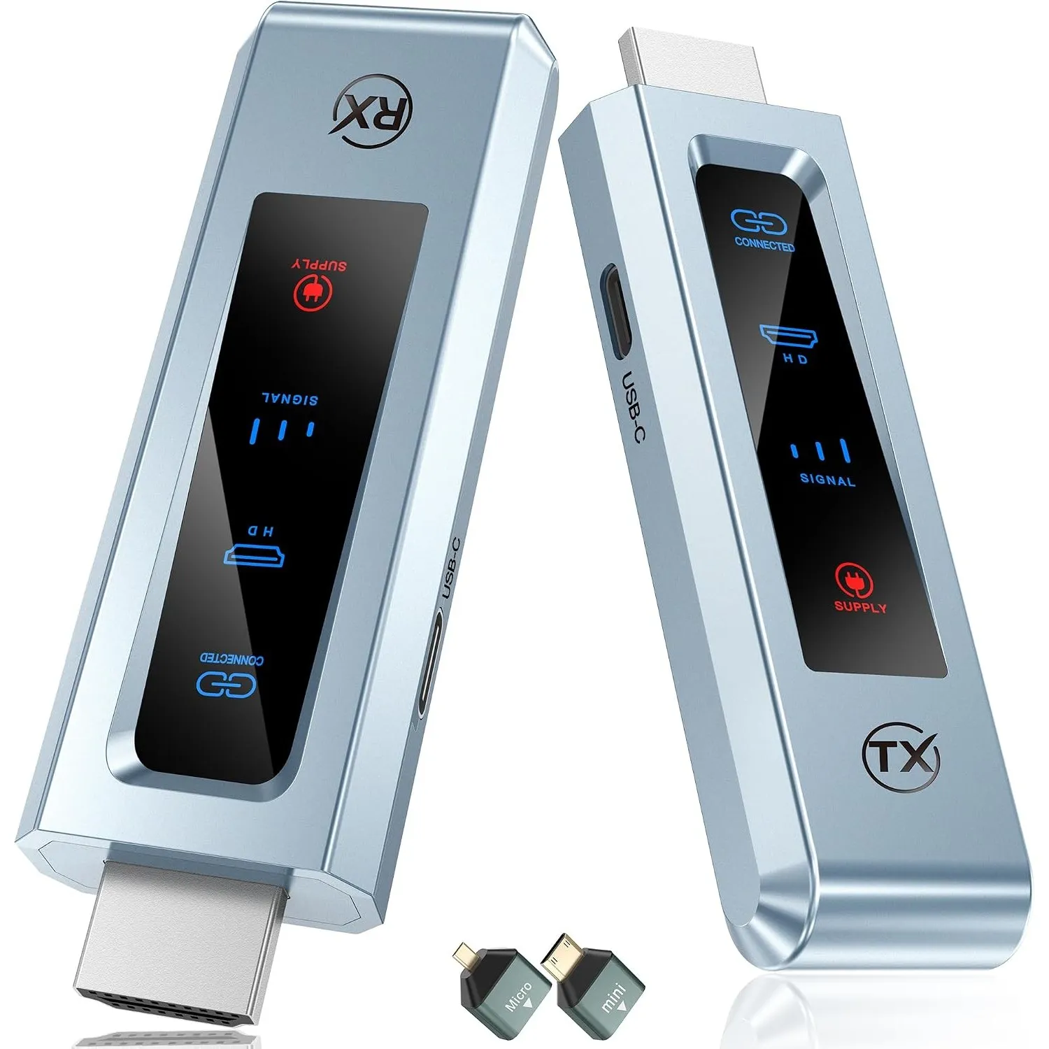 Wireless HDMI Transmitter and Receiver, 98 FT/30M Stabile Verbindung, 2,4G/5G tragbarer HDMI Wireless mit LED-Bildschir…