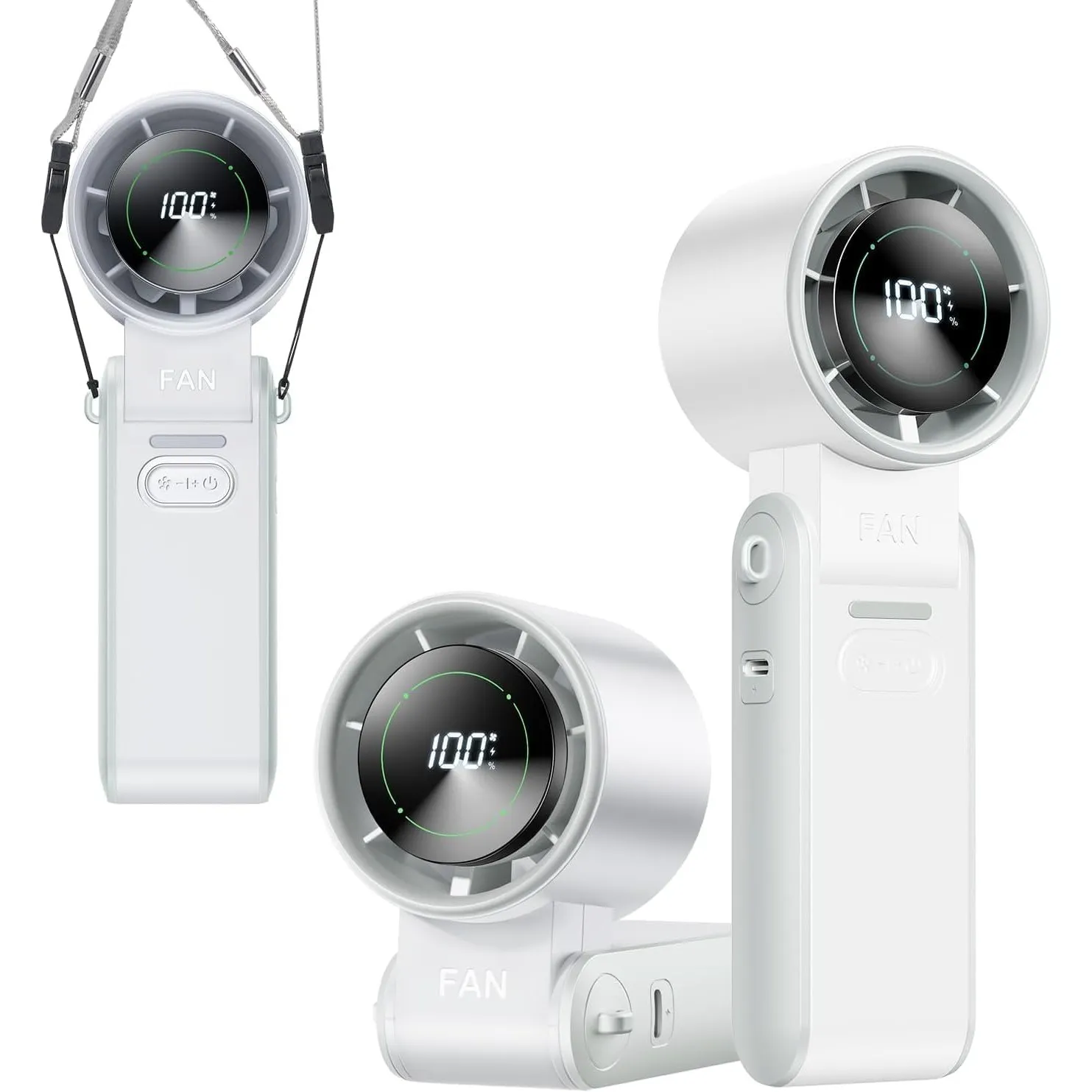 KIMMOO 3-in-1 Turbo-Handventilator – 100 Geschwindigkeiten, 20000 U/min, 12 Std. Kühlung, Digitaldisplay, 120° schwenkb…