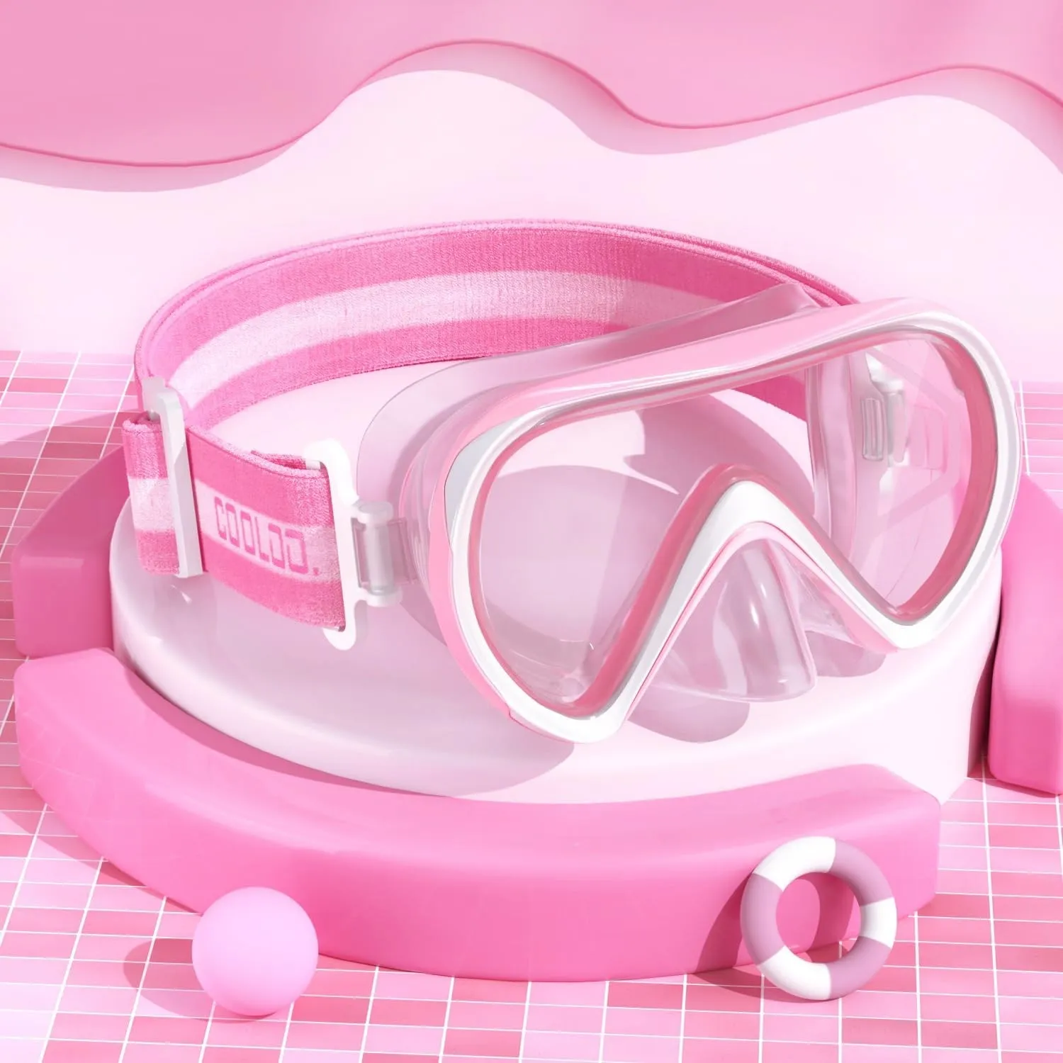 COOLOO Taucherbrille Kinder mit Stoffband, Schwimmbrille für 4-16 Jahre | 【Patent】 Anti-Leck, Anti Nebel, 180°Panorama …