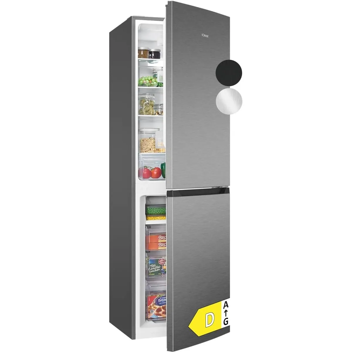 Bomann Kühlschrank mit Gefrierfach | Energieklasse D | 181cm | No Frost | leise 39 dB | Kühl Gefrierkombination No-Fros…