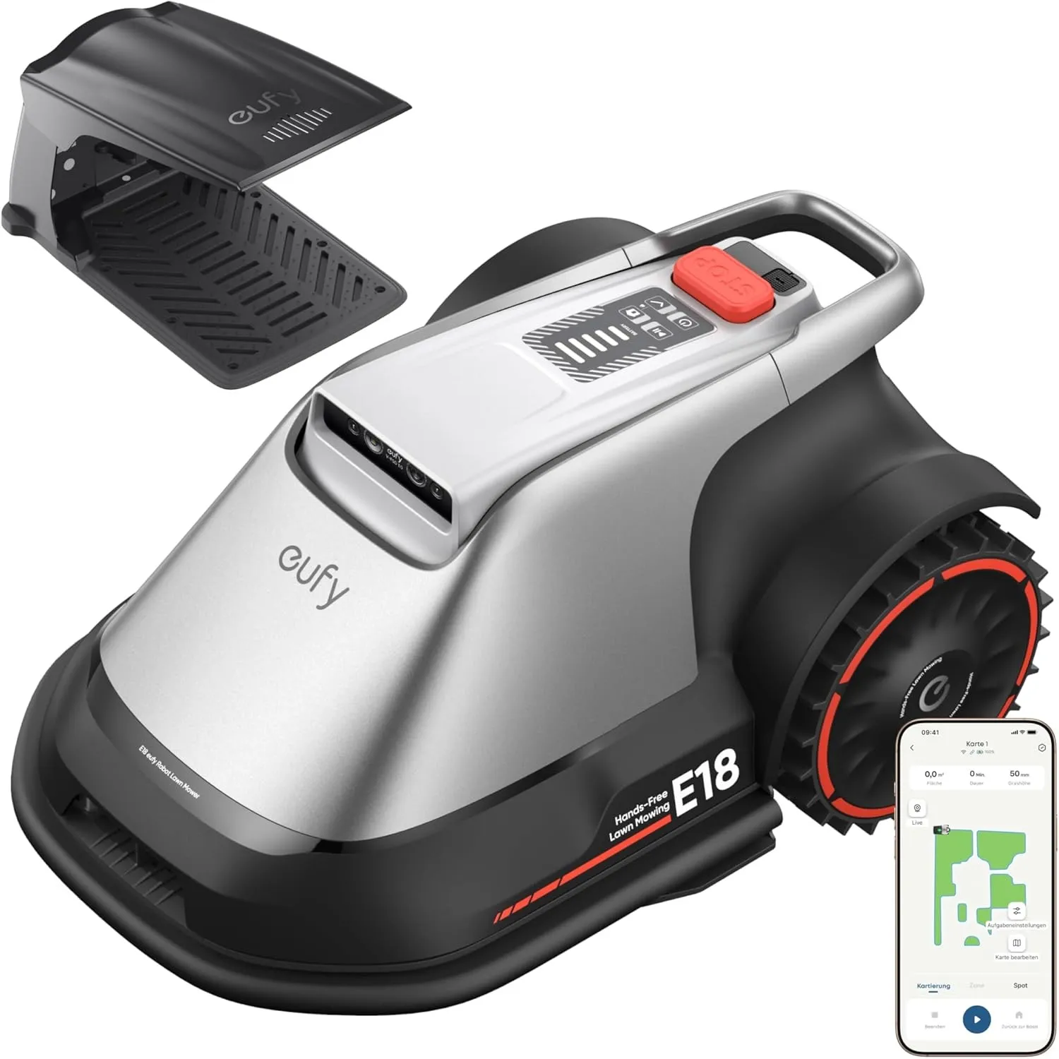 Anker eufy Mähroboter E18 mit Garage, ohne Begrenzungskabel, bis 1200m²