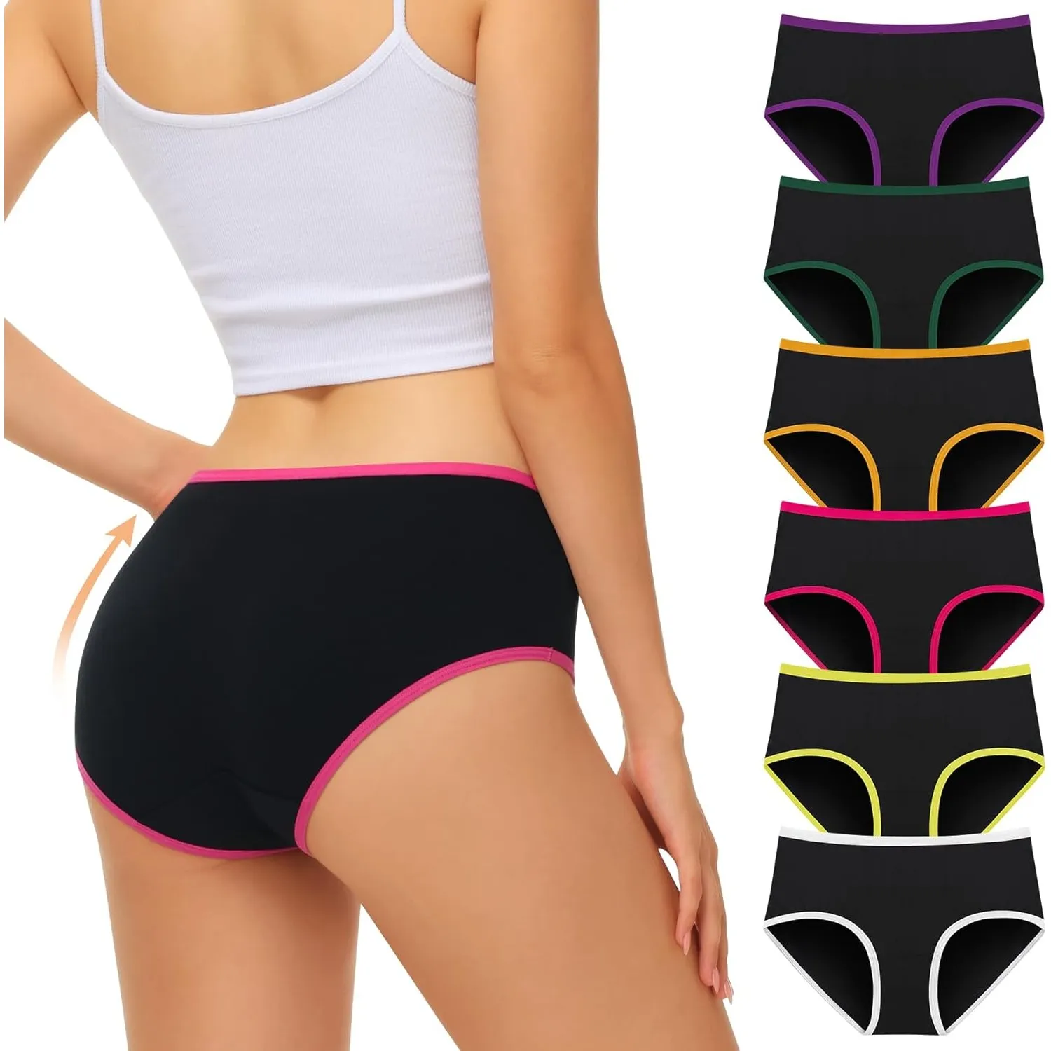 FALARY Unterhosen Damen 6er Pack,Baumwolle Slips Mehrpack Mittlere Taille Unterwäsche Frauen,Atmungsaktiv Stretch Panti…