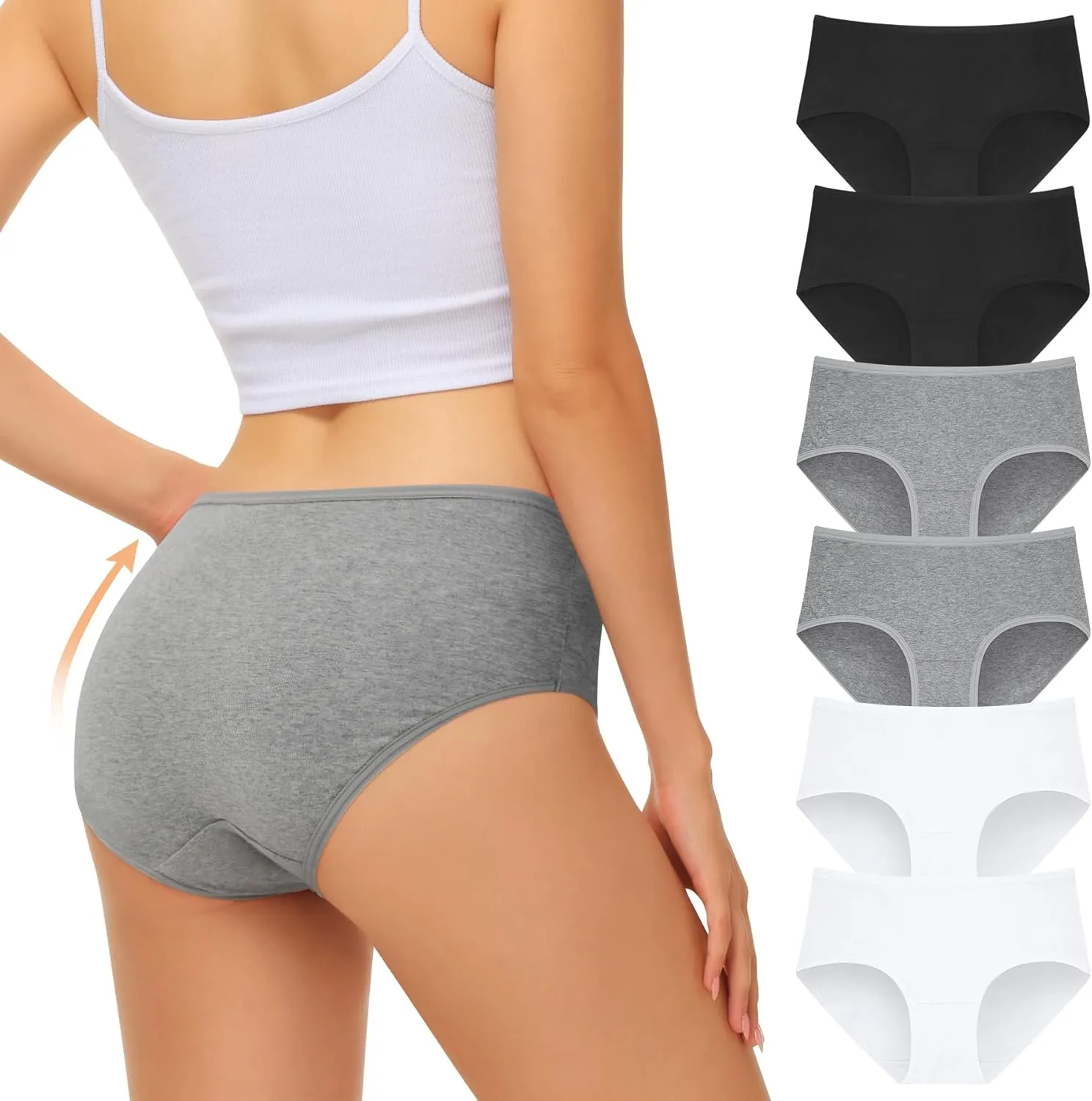FALARY Unterhosen Damen 6er Pack,Baumwolle Slips Mehrpack Mittlere Taille Unterwäsche Frauen,Atmungsaktiv Stretch Panti…