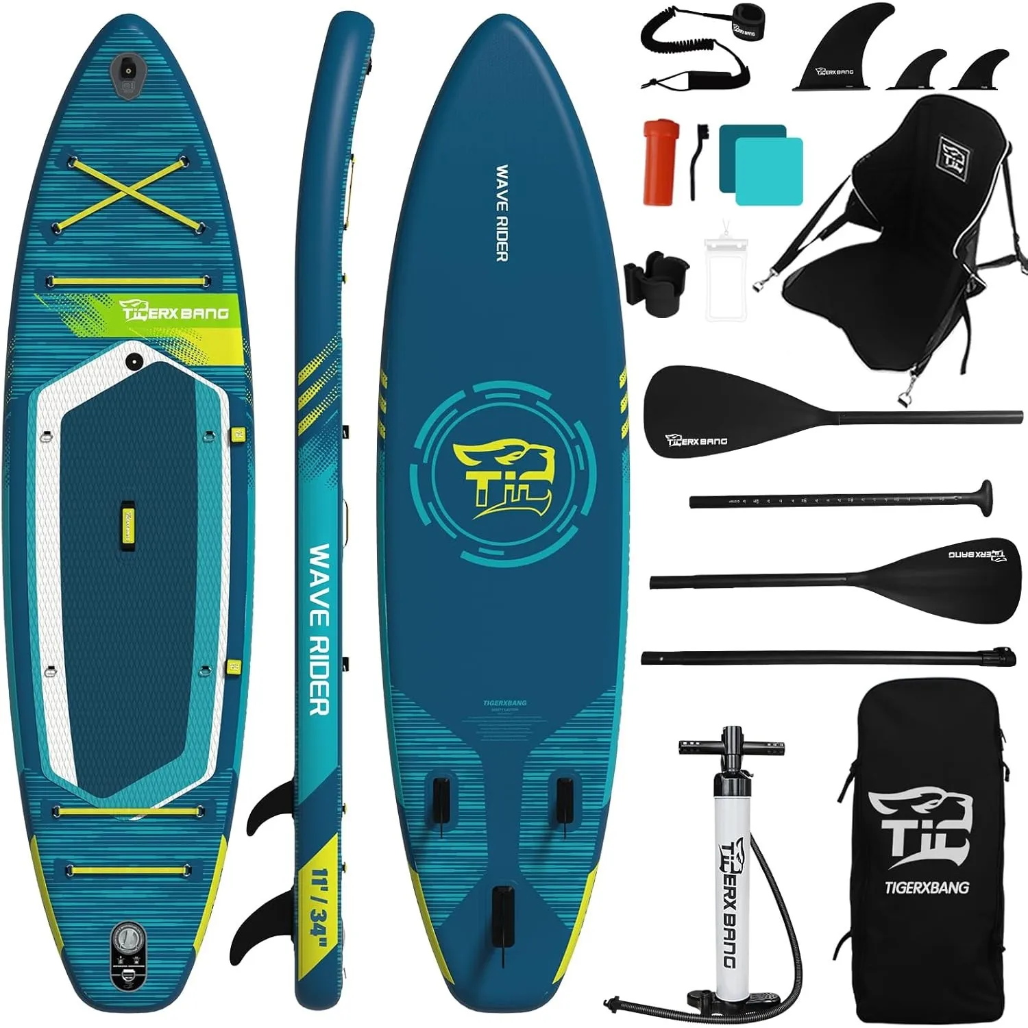 TIGERXBANG Aufblasbares Stand Up Paddle Board Mit Paddleboard Zubehör, Minimalistisches Paddleboard für Erwachsene und …